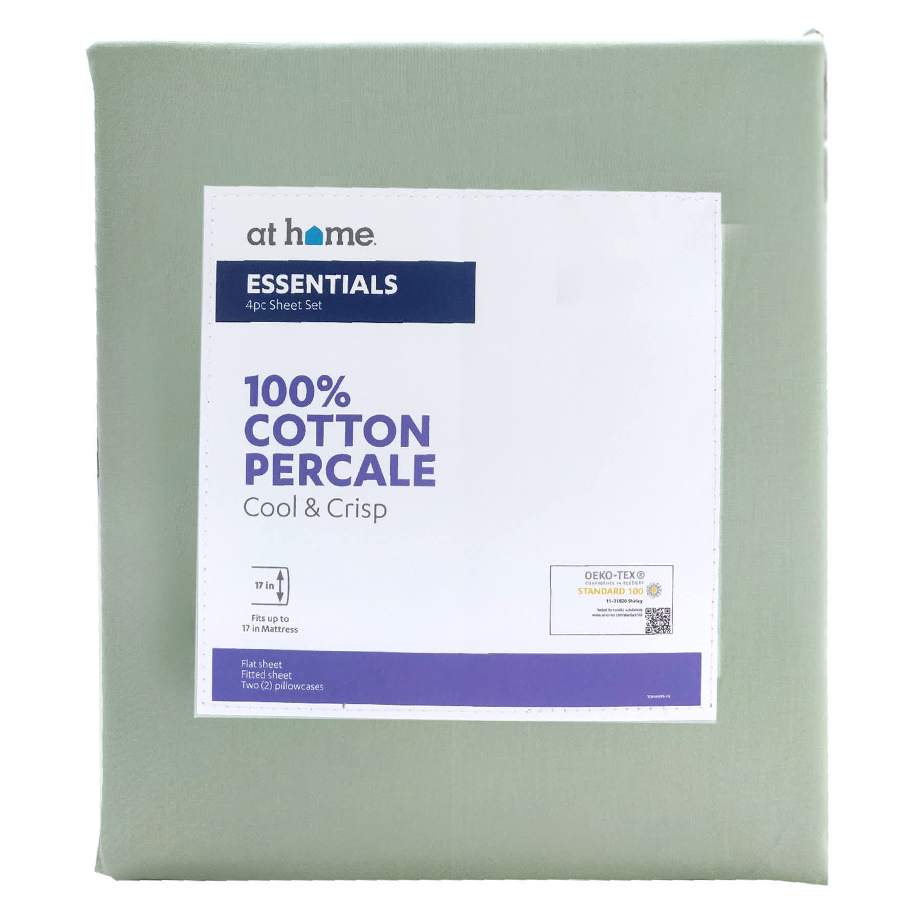 4-Piece Green 200 Thread Count Essentials Sheet Set, King