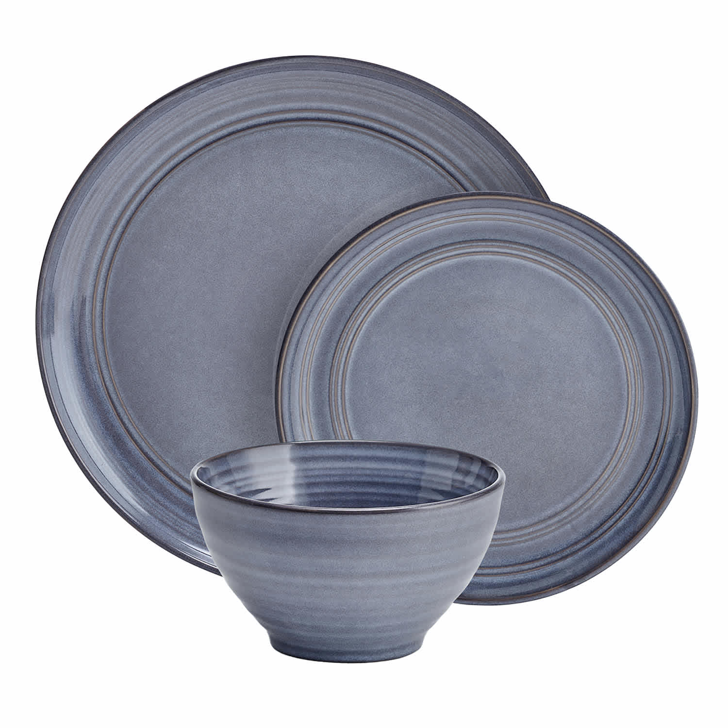 12-Piece Drea Blue Stoneware Dinnerware Set