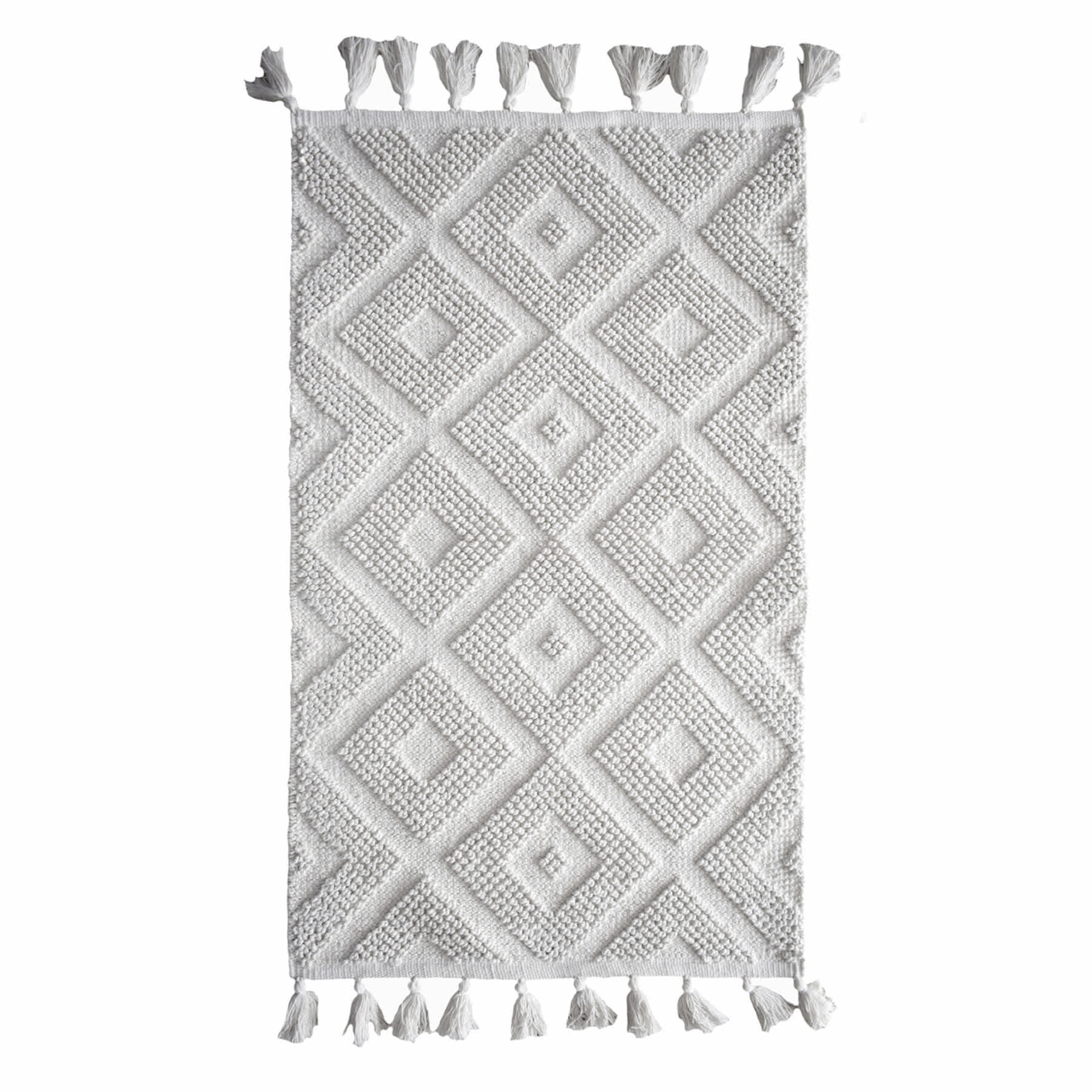 Ivory High-Low Diamond Handwoven Accent Rug, 27x45