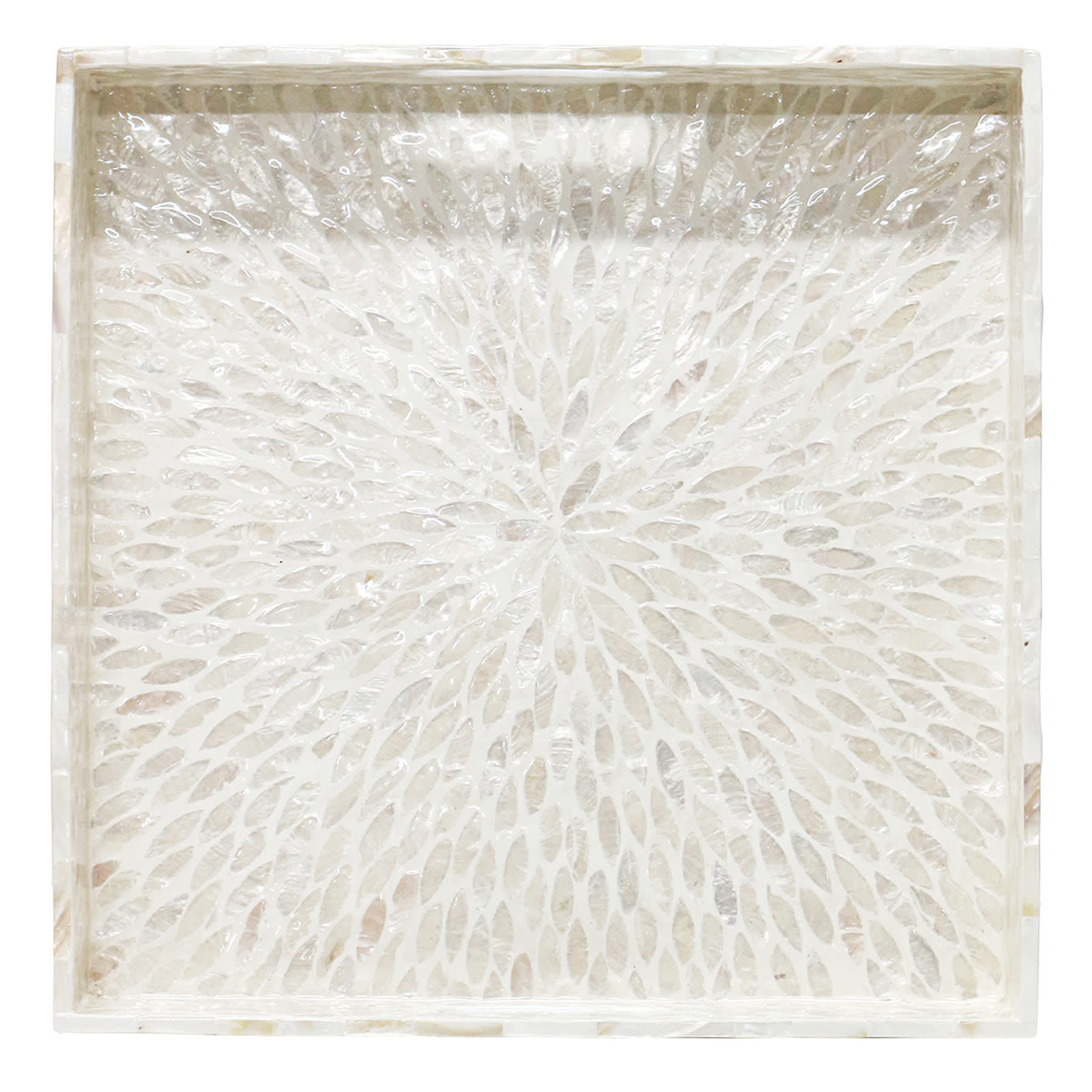 Solstice Ivory Capiz Square Decorative Tray, 16"