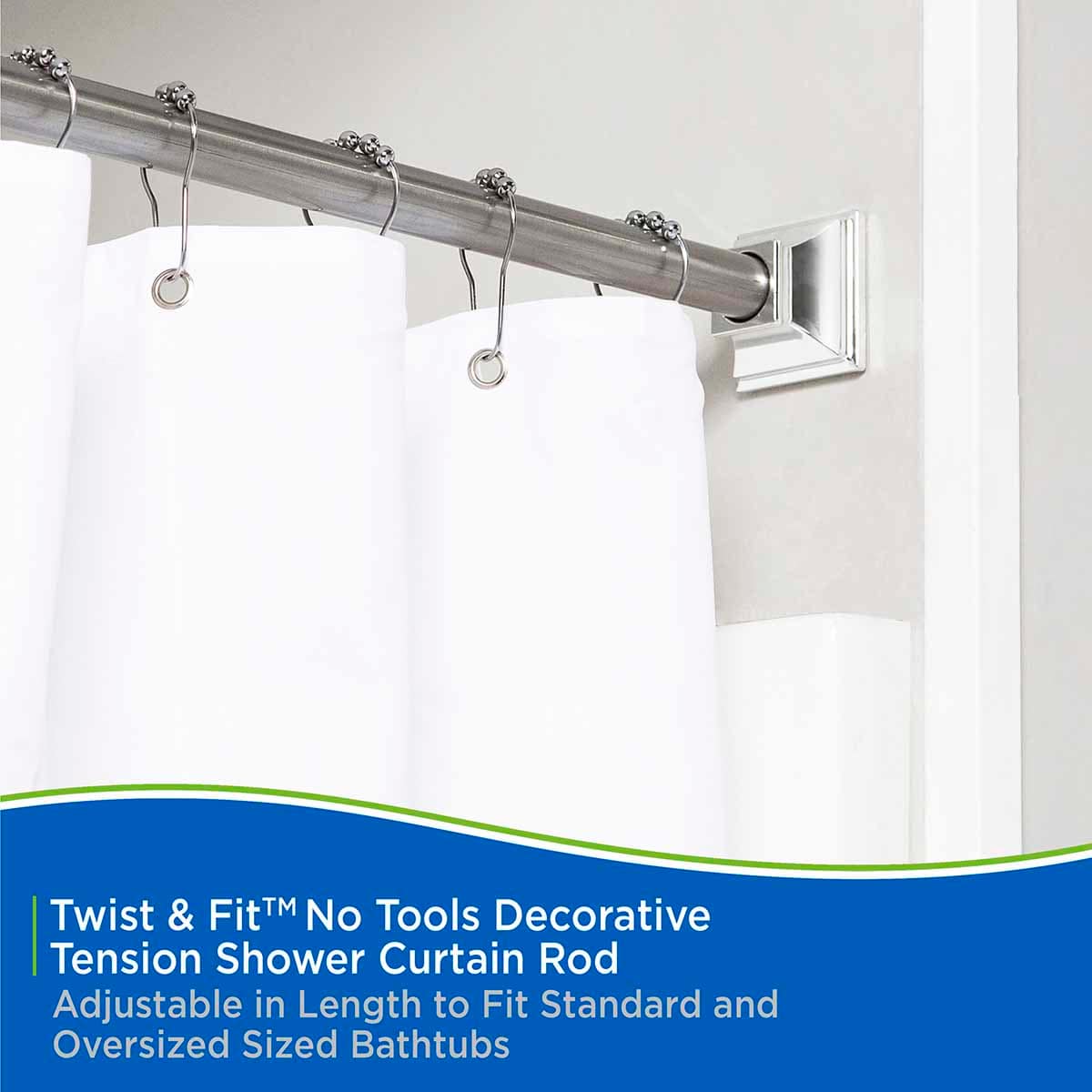 Katrina Silver Shower Tension Rod, 42-72"