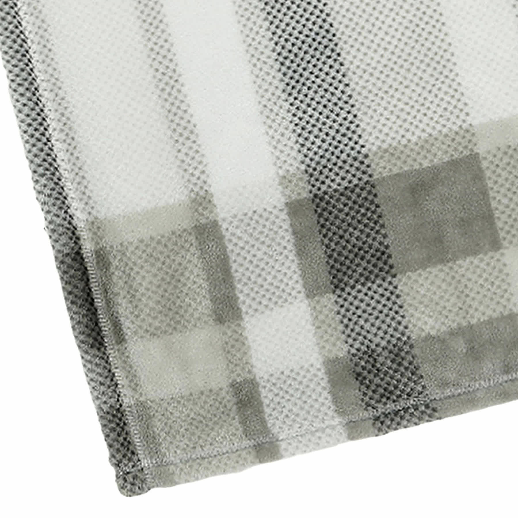 Honeybloom Grey Plaid Plush Bed Blanket, Full/Queen