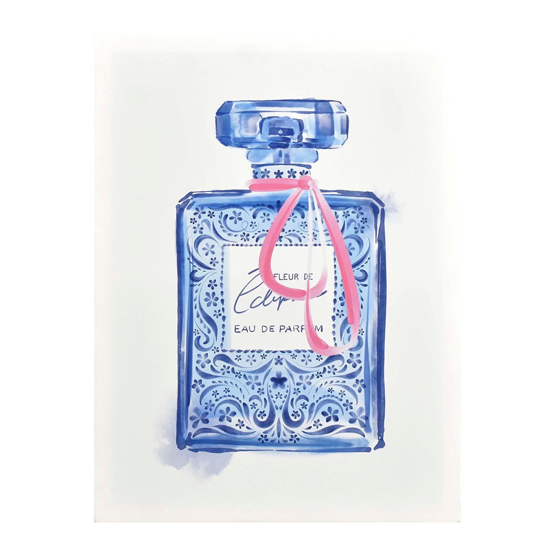 Blue Perfume Bottle Canvas Wall Art, 12x16