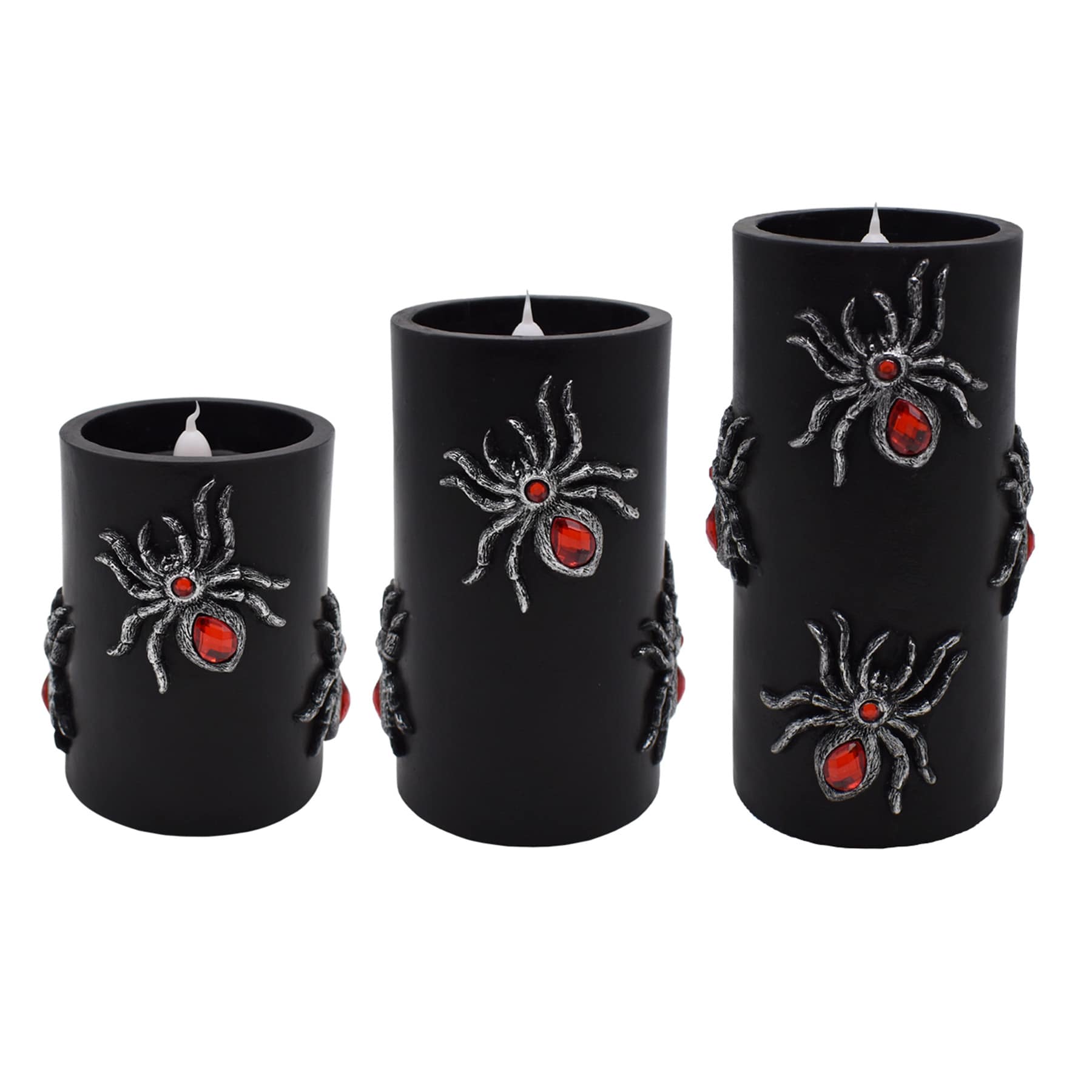 3-Pack Spider LED Pillar Candles