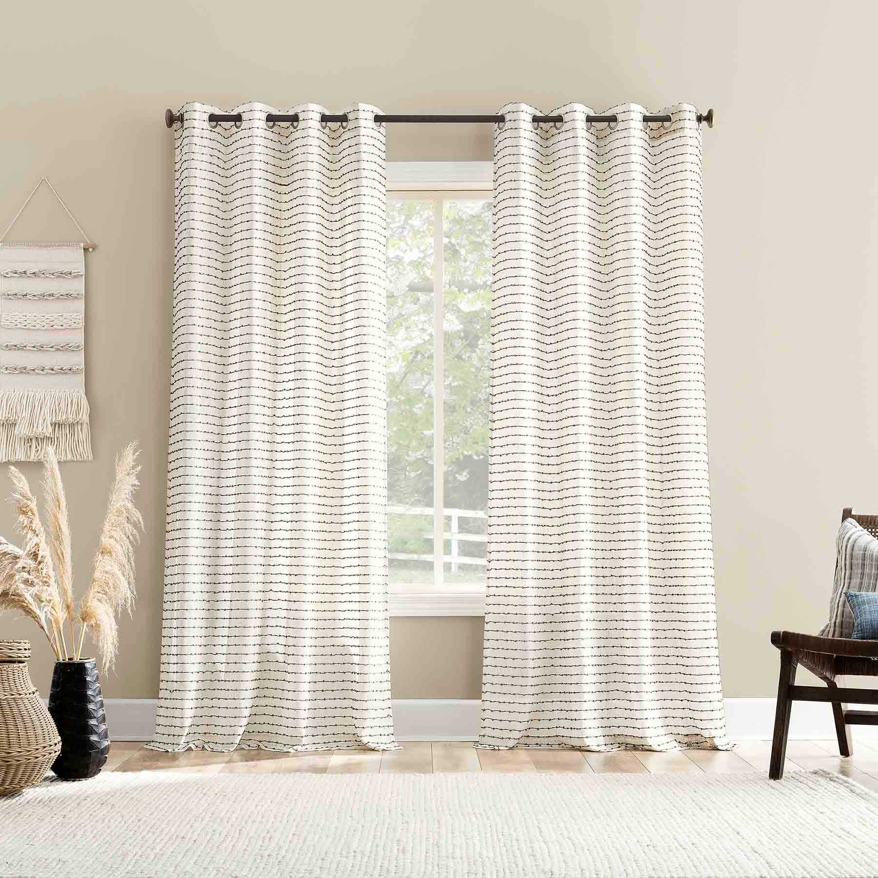 Nordic Mocha Sheer Grommet Single Curtain Panel, 84"