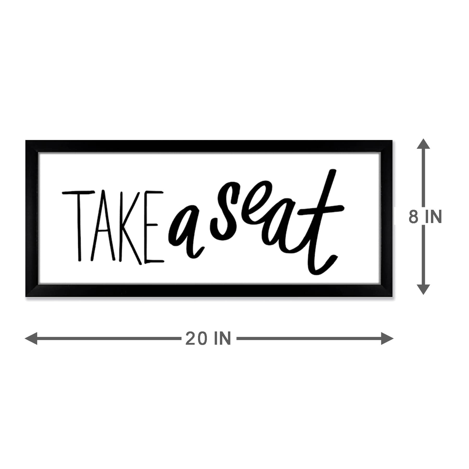 Glass Framed Take a Seat Bathroom Wall Art, 8x20