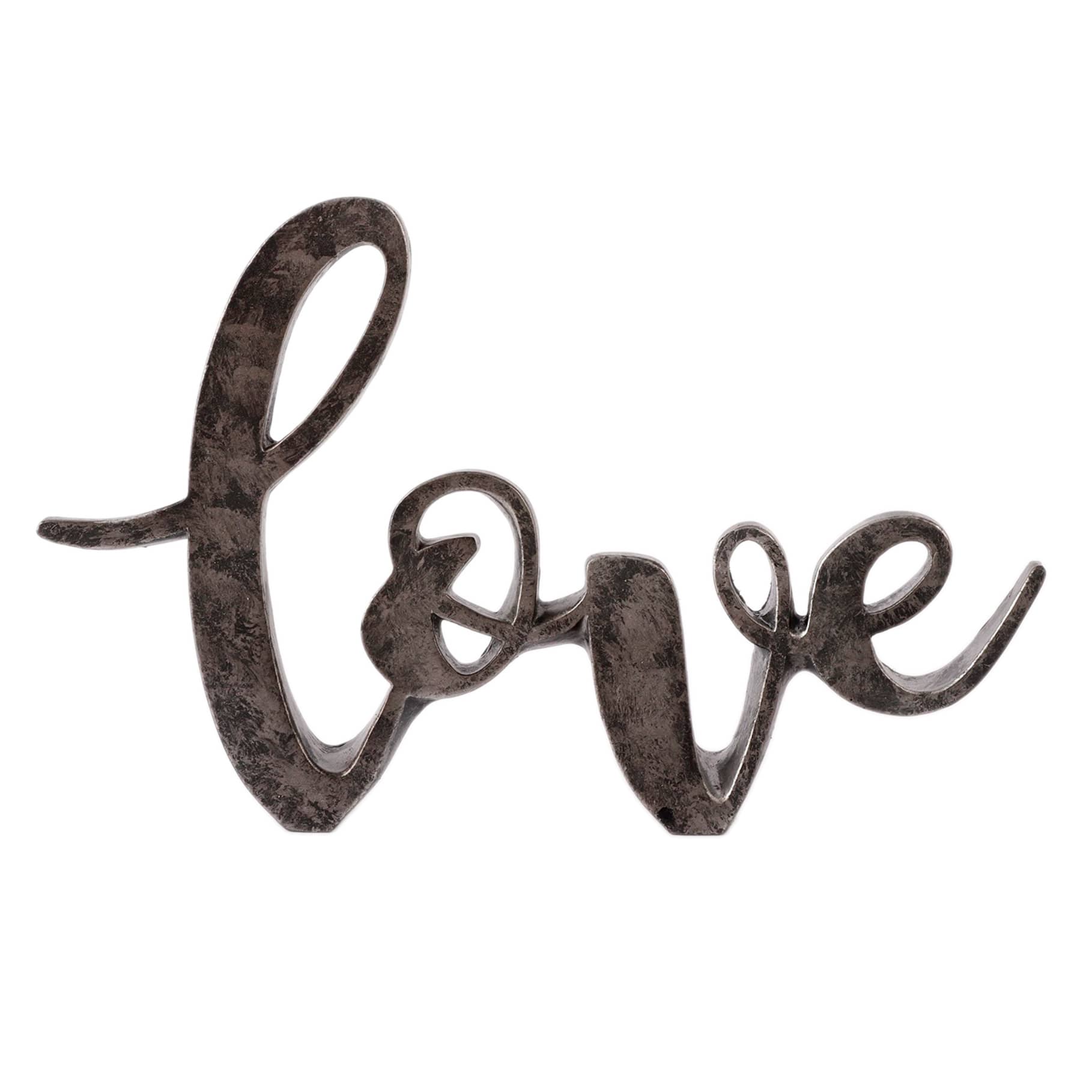 Galvanized Metal Love Cutout Sign, 9x6