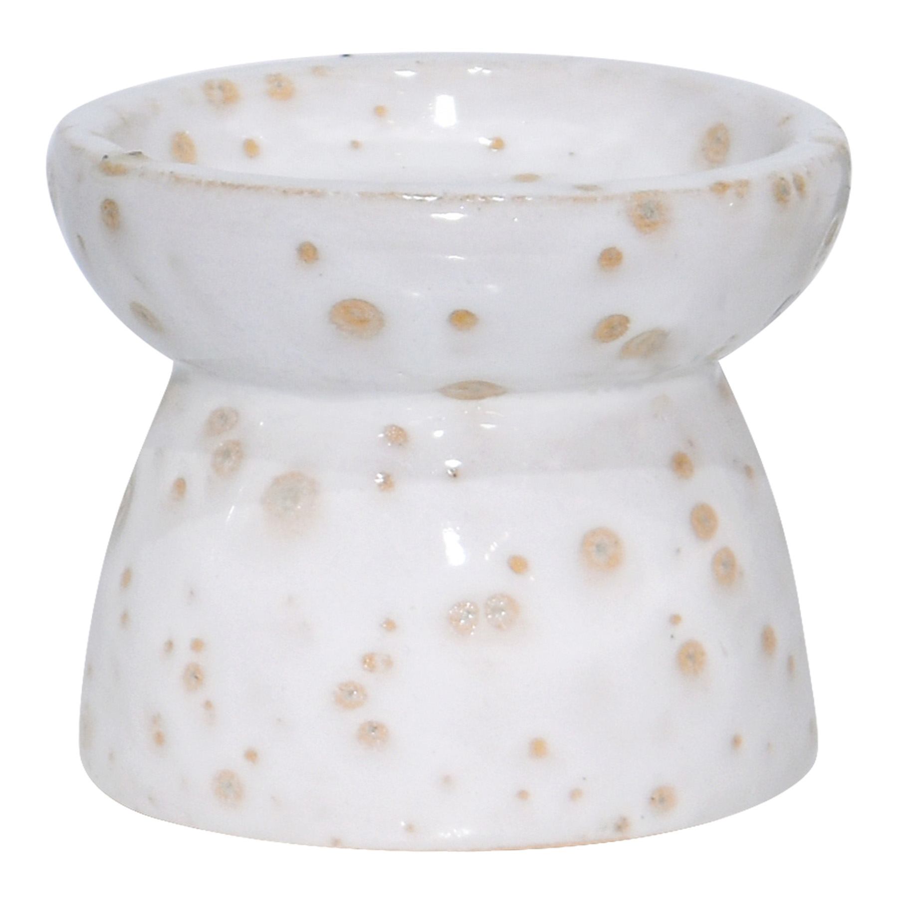Vana White Ceramic Pillar Candleholder, 3.1"