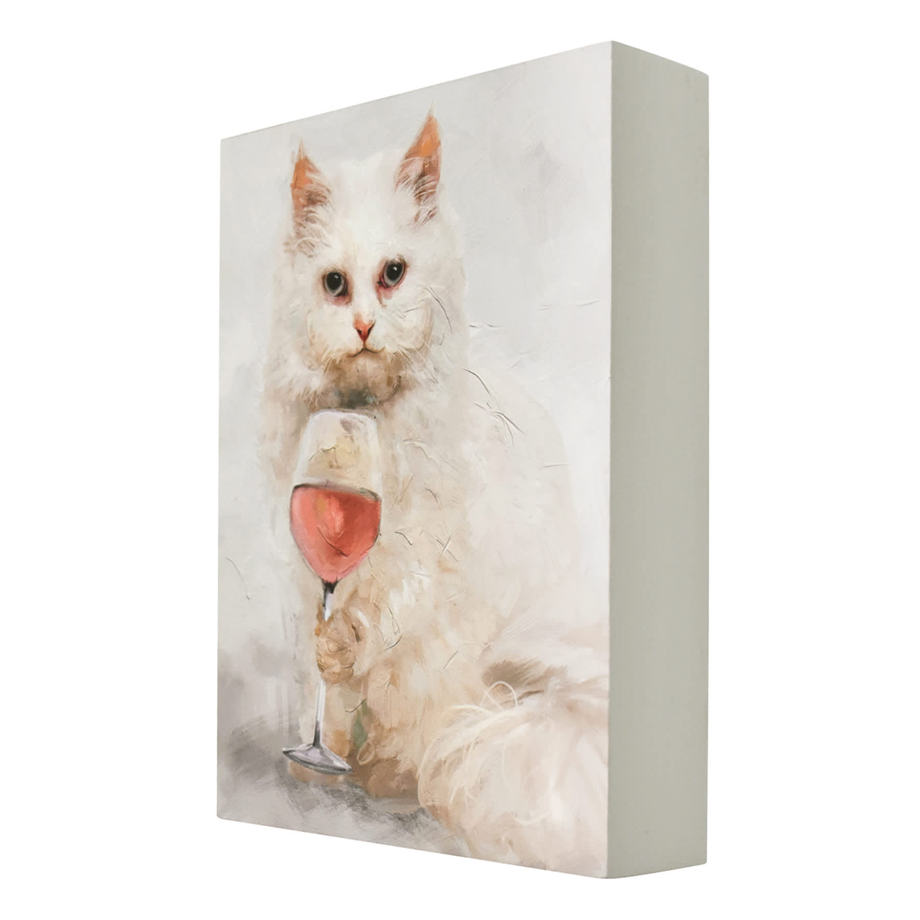 Wine Lives Cat Art, 6x8