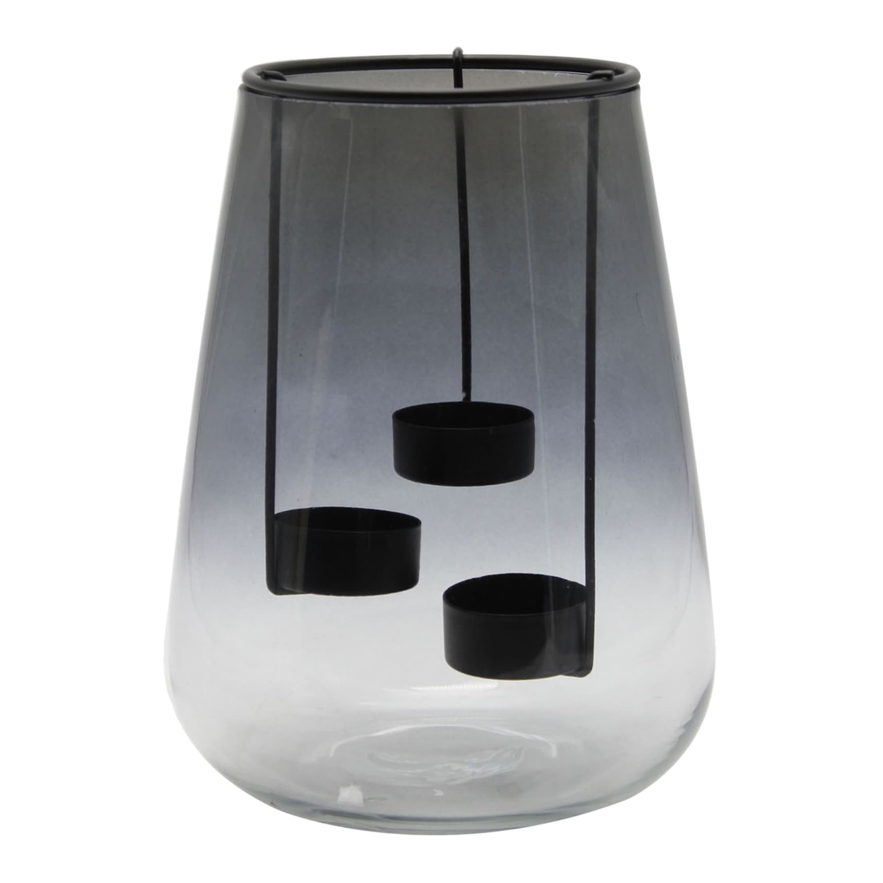 Black Ombre Glass Lantern, 8"