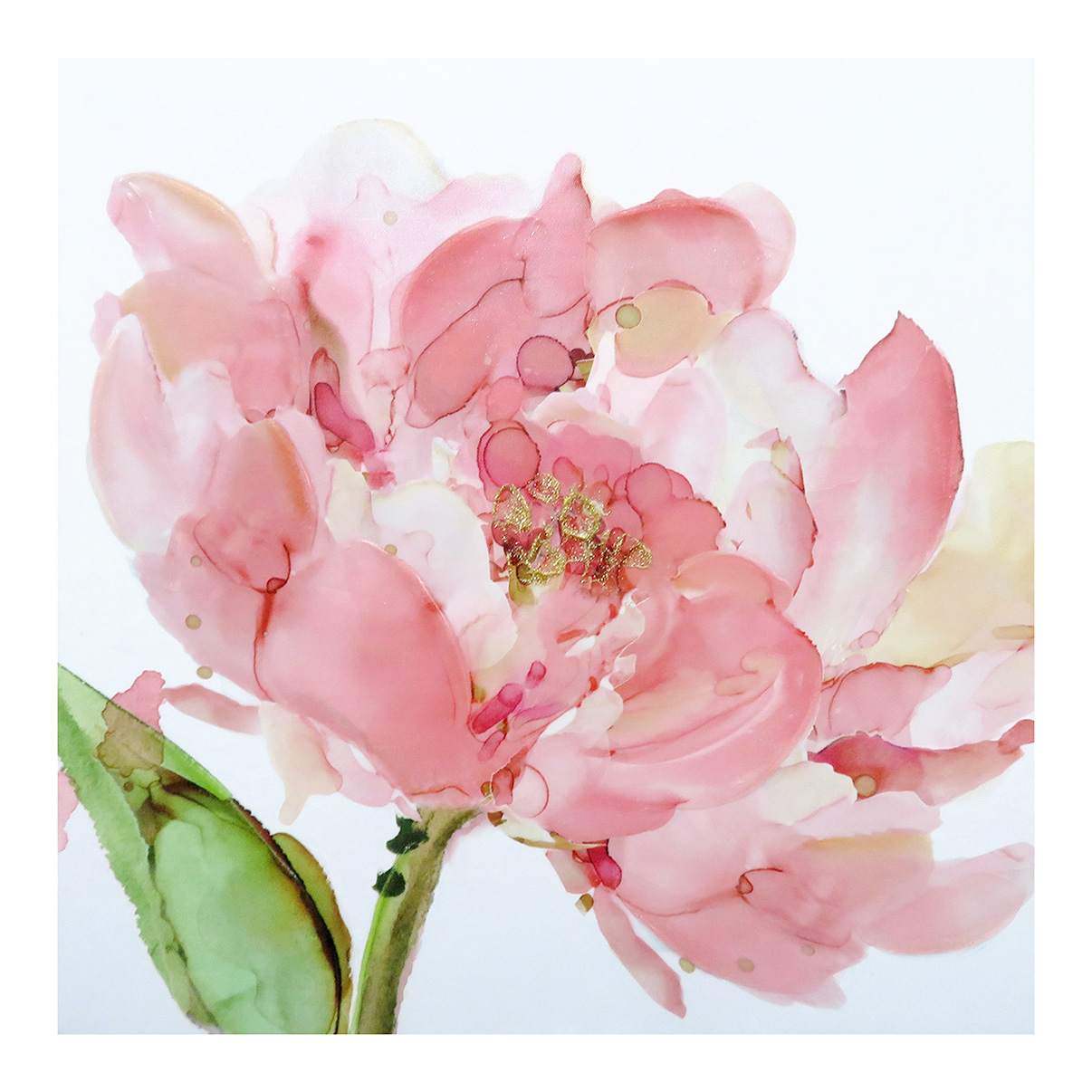 Pink Floral Embellished Canvas Wall Art, 14"