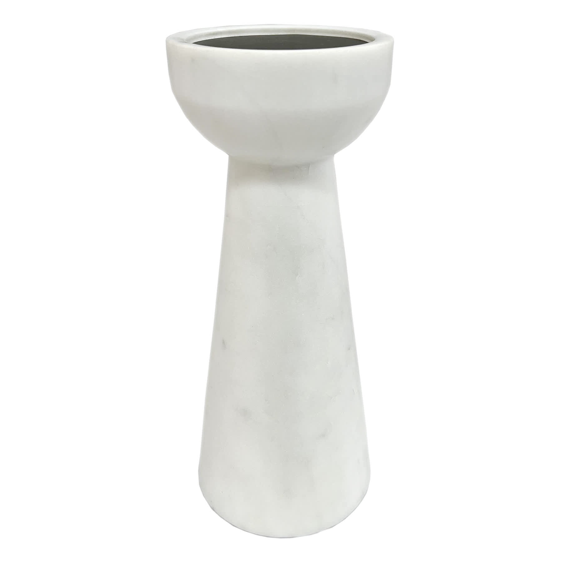 Crosby St. White Marble Pillar Candle Holder, 9.5"