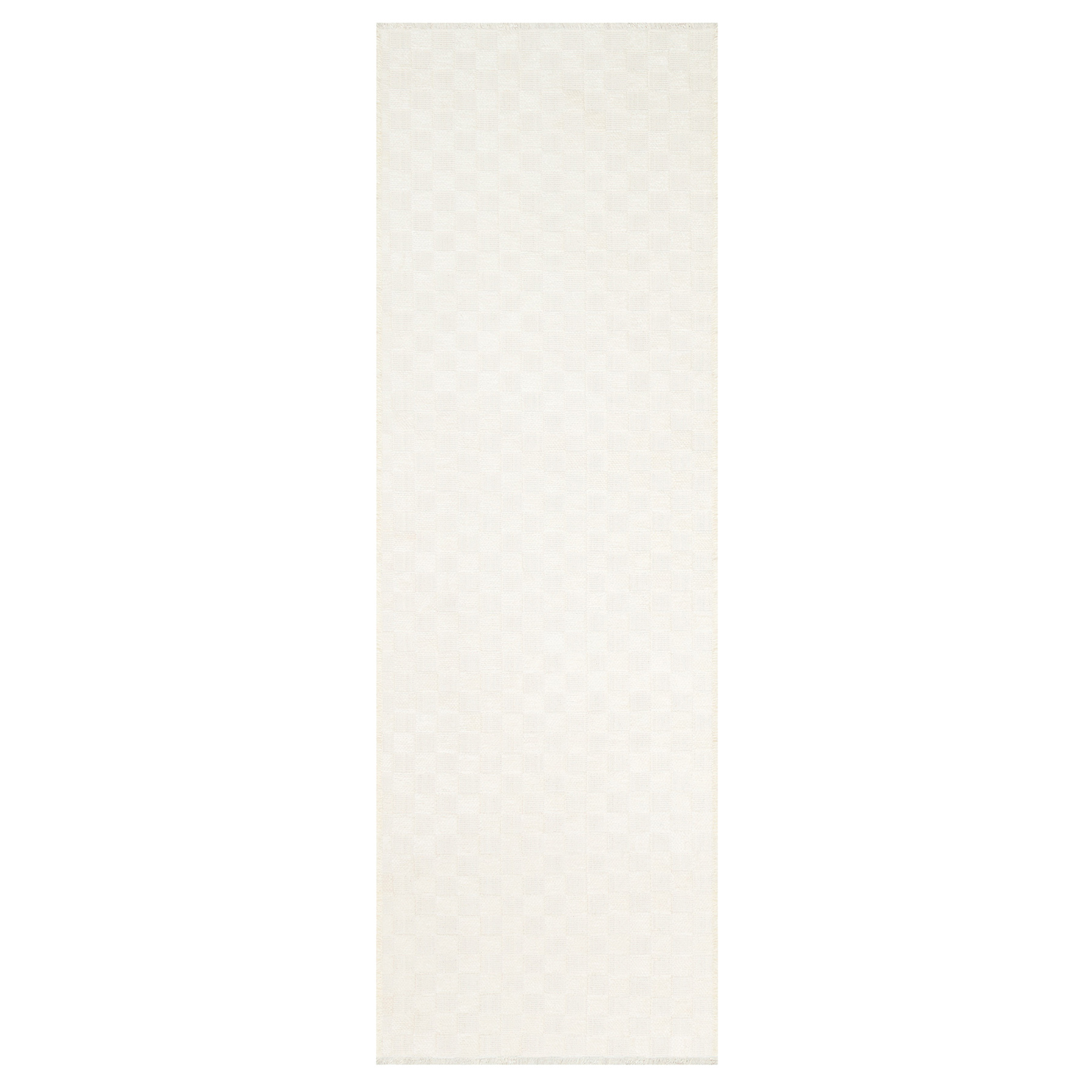 (B866) Honeybloom Ada Almond & White Checkered Washable Runner, 2x6