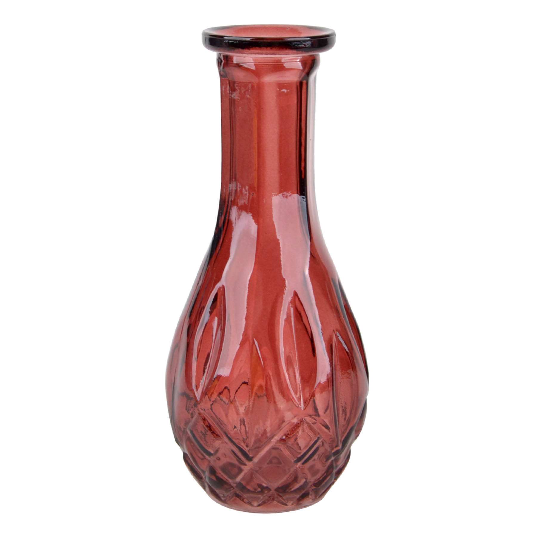 Red Glass Bud Vase, 6.5"