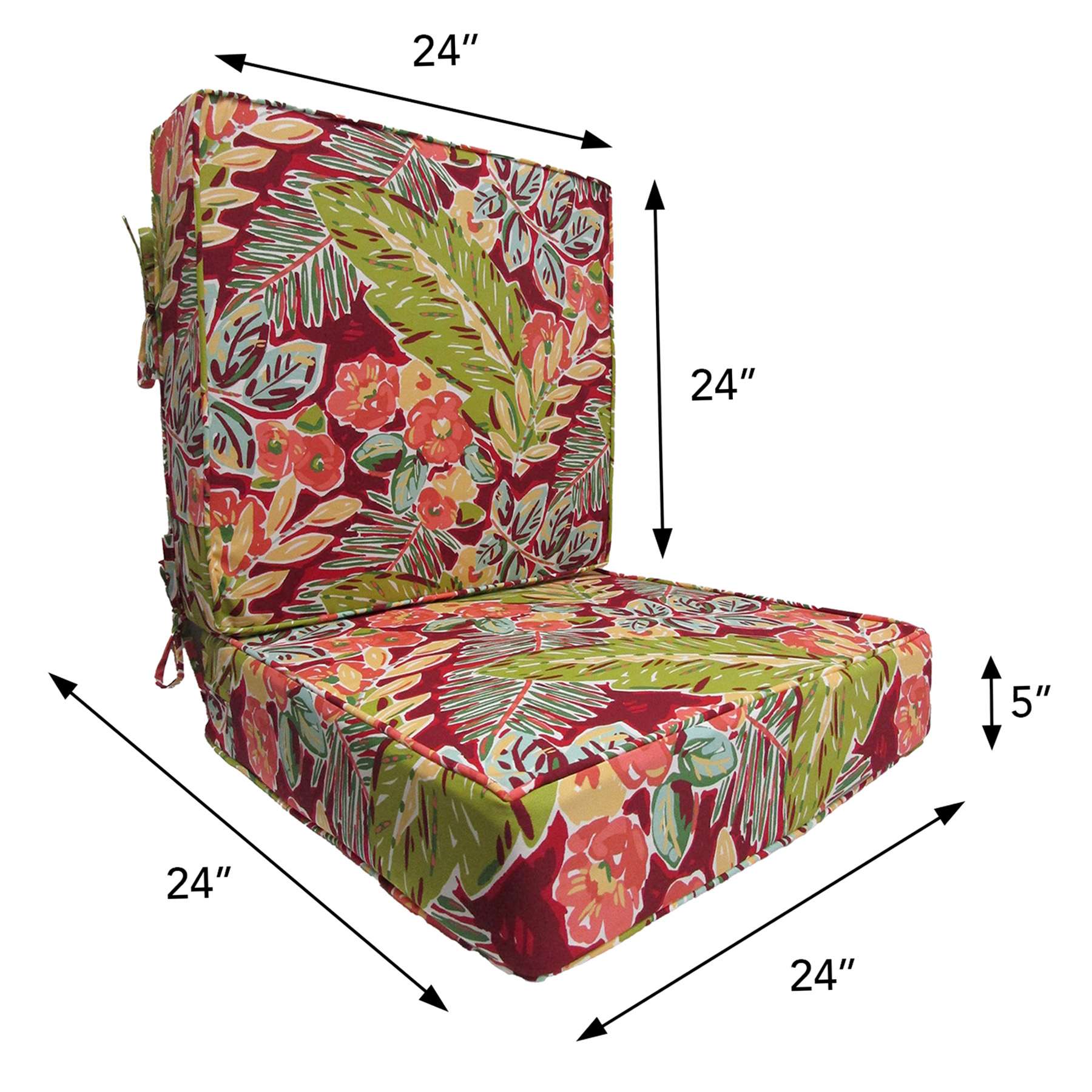 2-Piece Tropical Cherry Outdoor Deep Seat Cushion