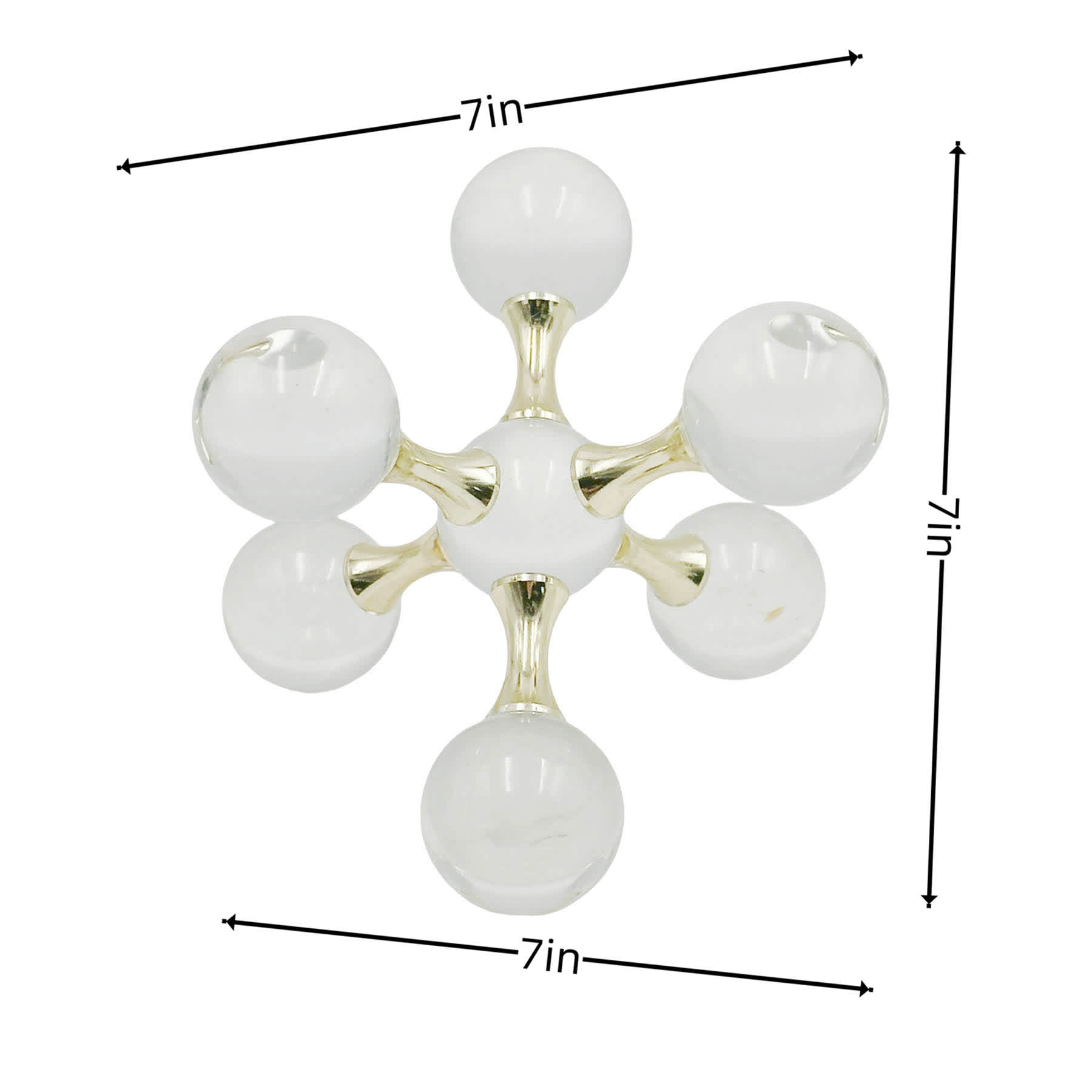 Decorative Crystal Ball with Gold Metal, 7"