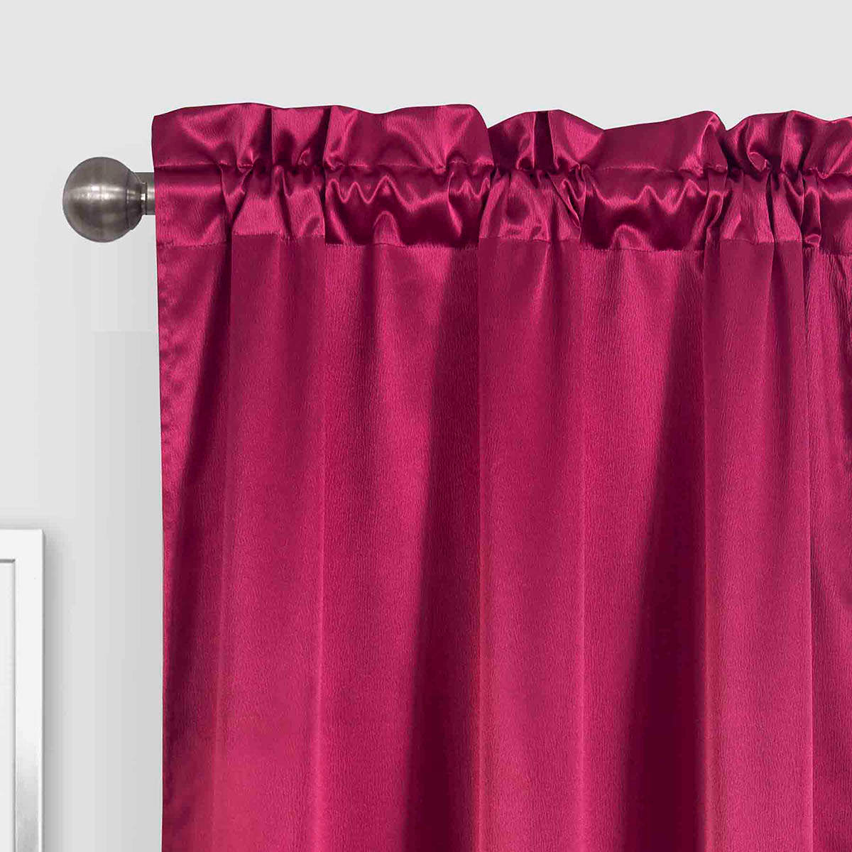 Jordan Red Satin Rod Pocket Light Filtering Curtain Panel, 84"