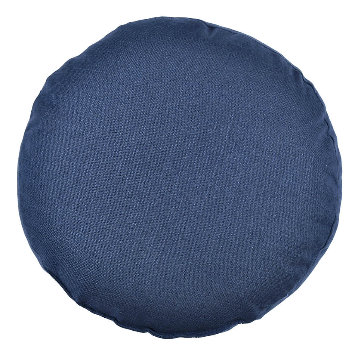 Crosby St. Navy Blue Cotton Slub & Velvet Round Throw Pillow, 16"