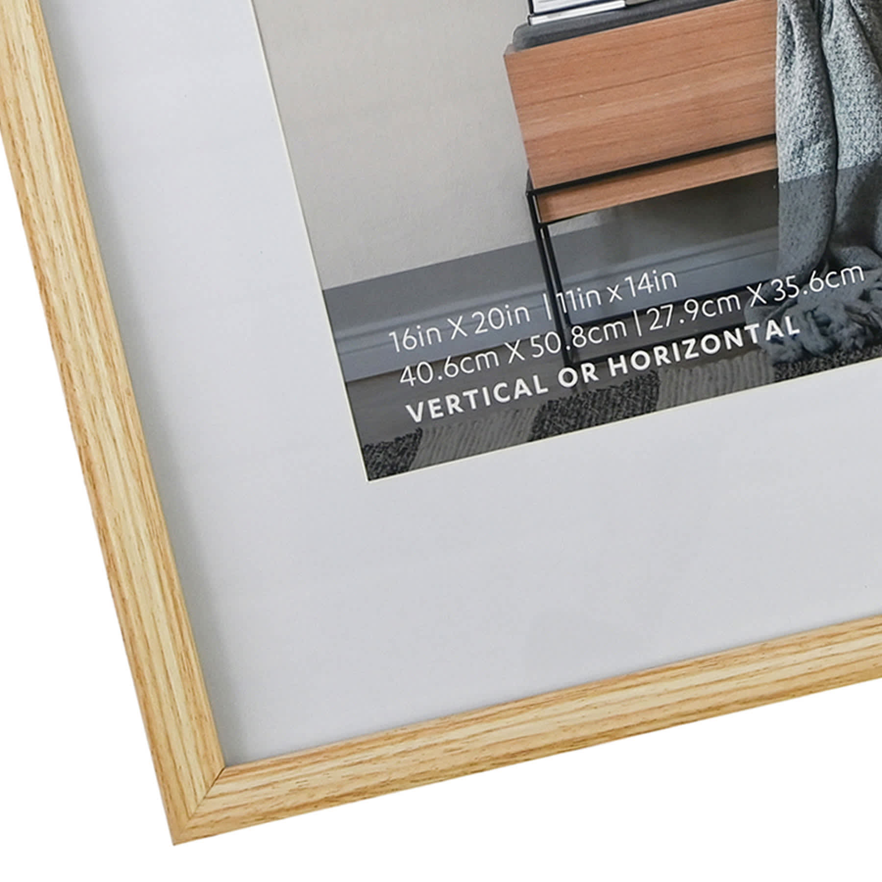 16x20 Matted to 11x14 Wall Frame, Natural