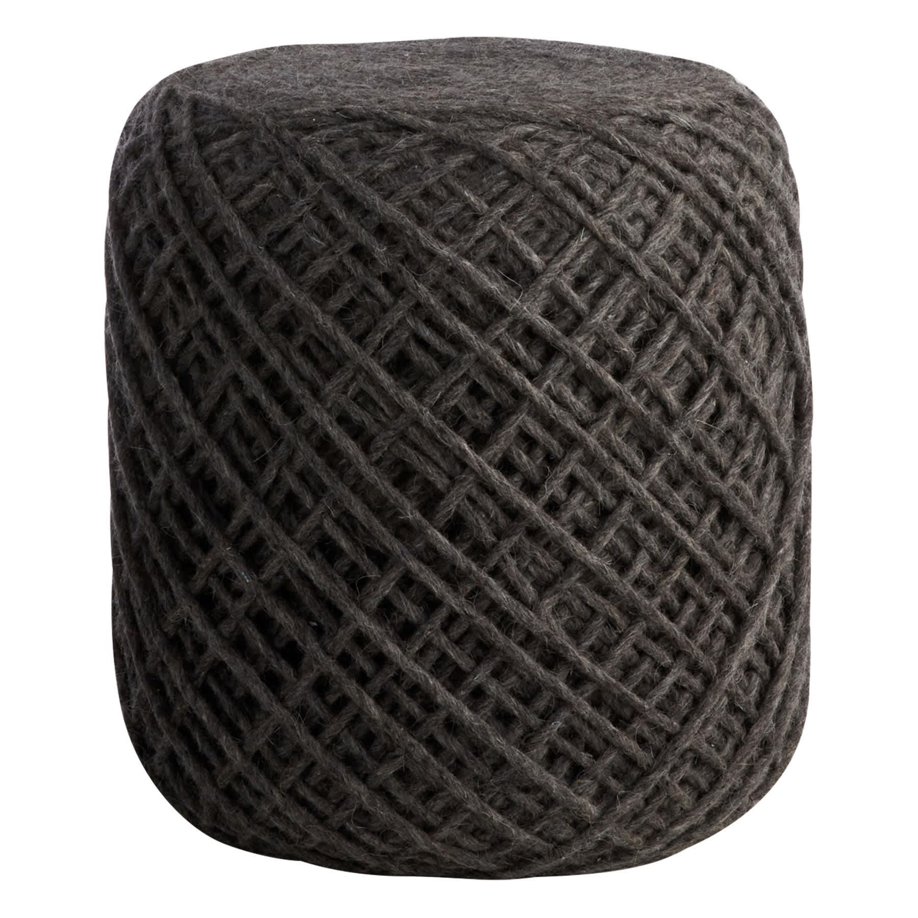Ty Pennington Reid Twisted Round Ottoman, Wool Grey