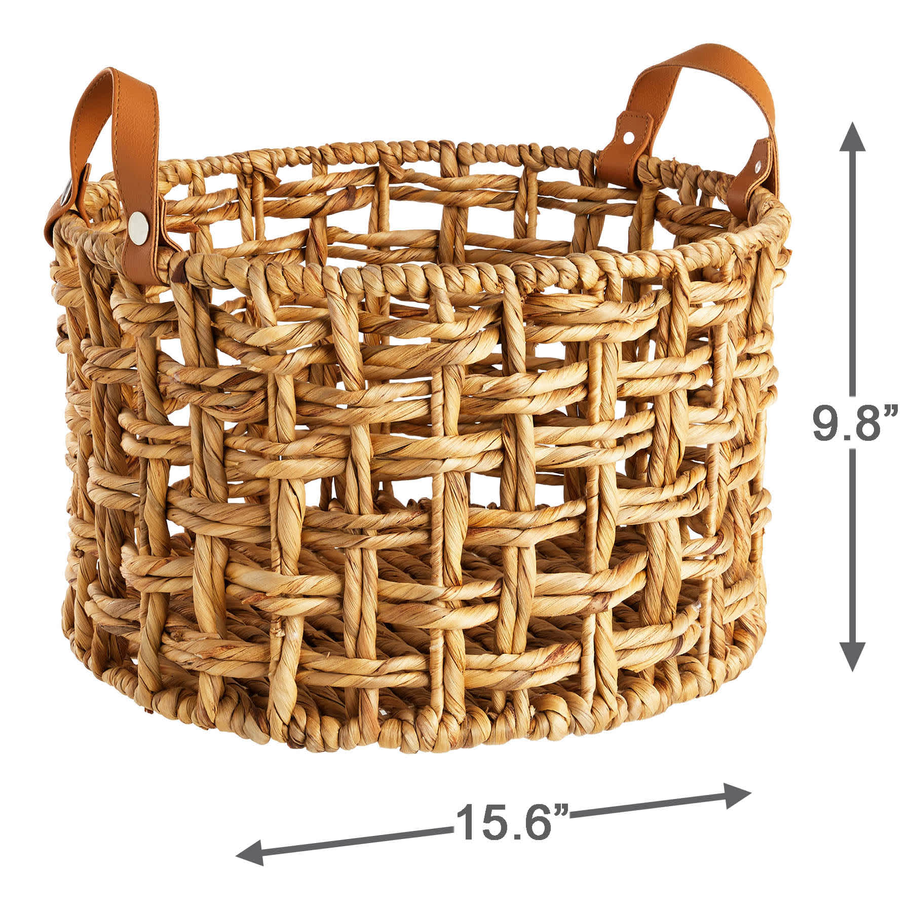 Honeybloom Round Weave Water Hyacinth Storage Basket, Small