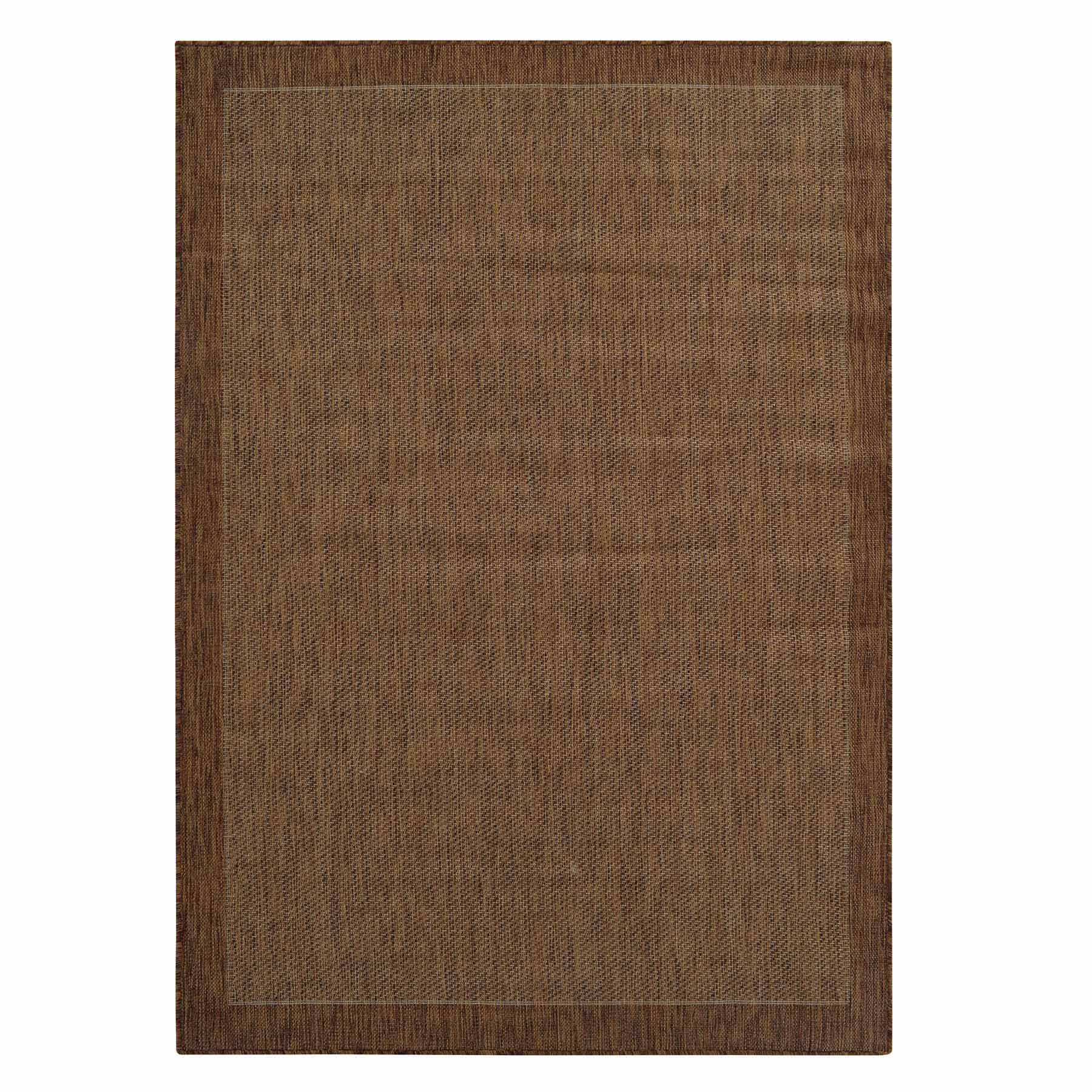 (E54) Light Brown Border Sisal Indoor & Outdoor Area Rug, 5x7