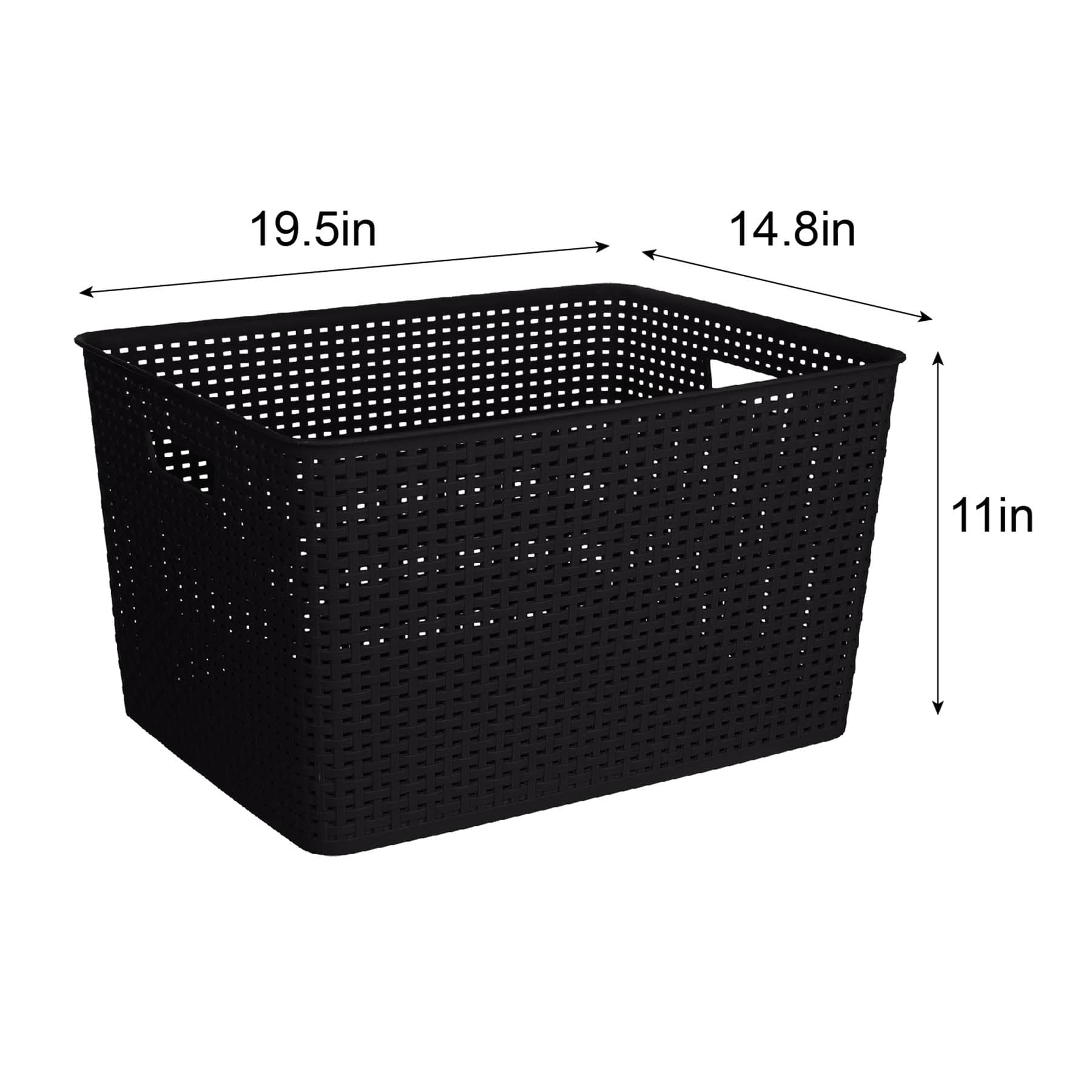 Black Rectangle Crossover Weave Storage Basket, XX-Large