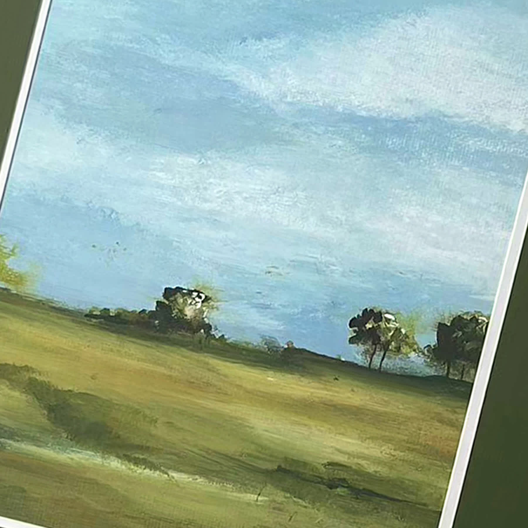 Glass Framed Grassy Landscape Print Wall Art, 20x26