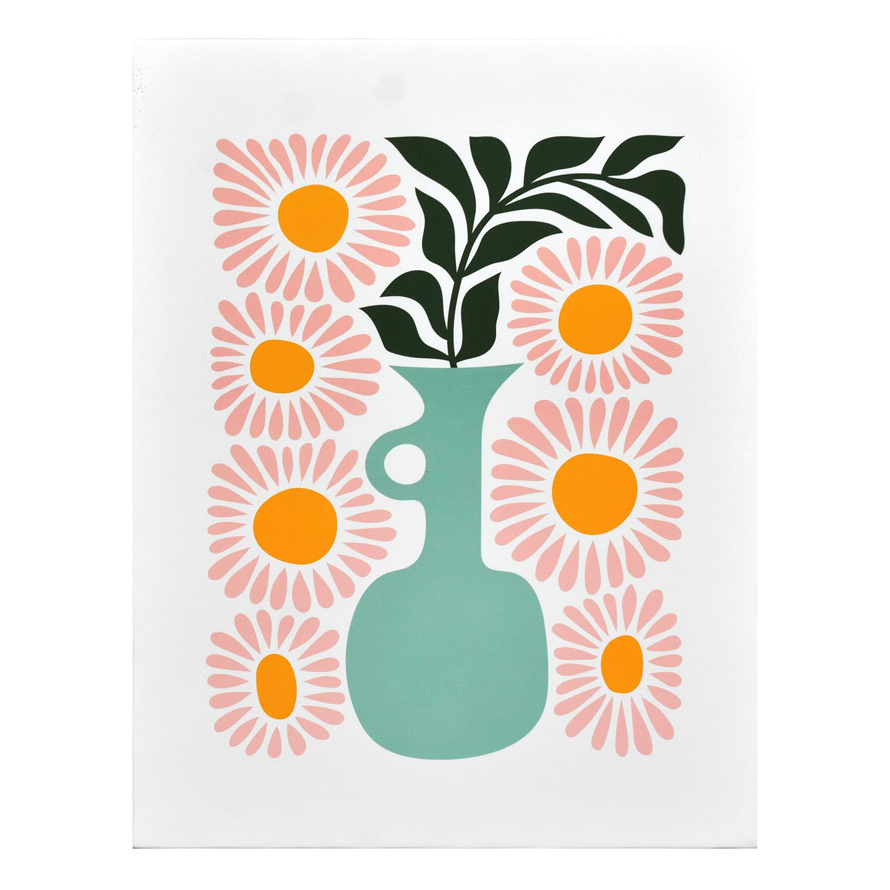 Pink Flowers in Vase Canvas Wall Art, 12x16