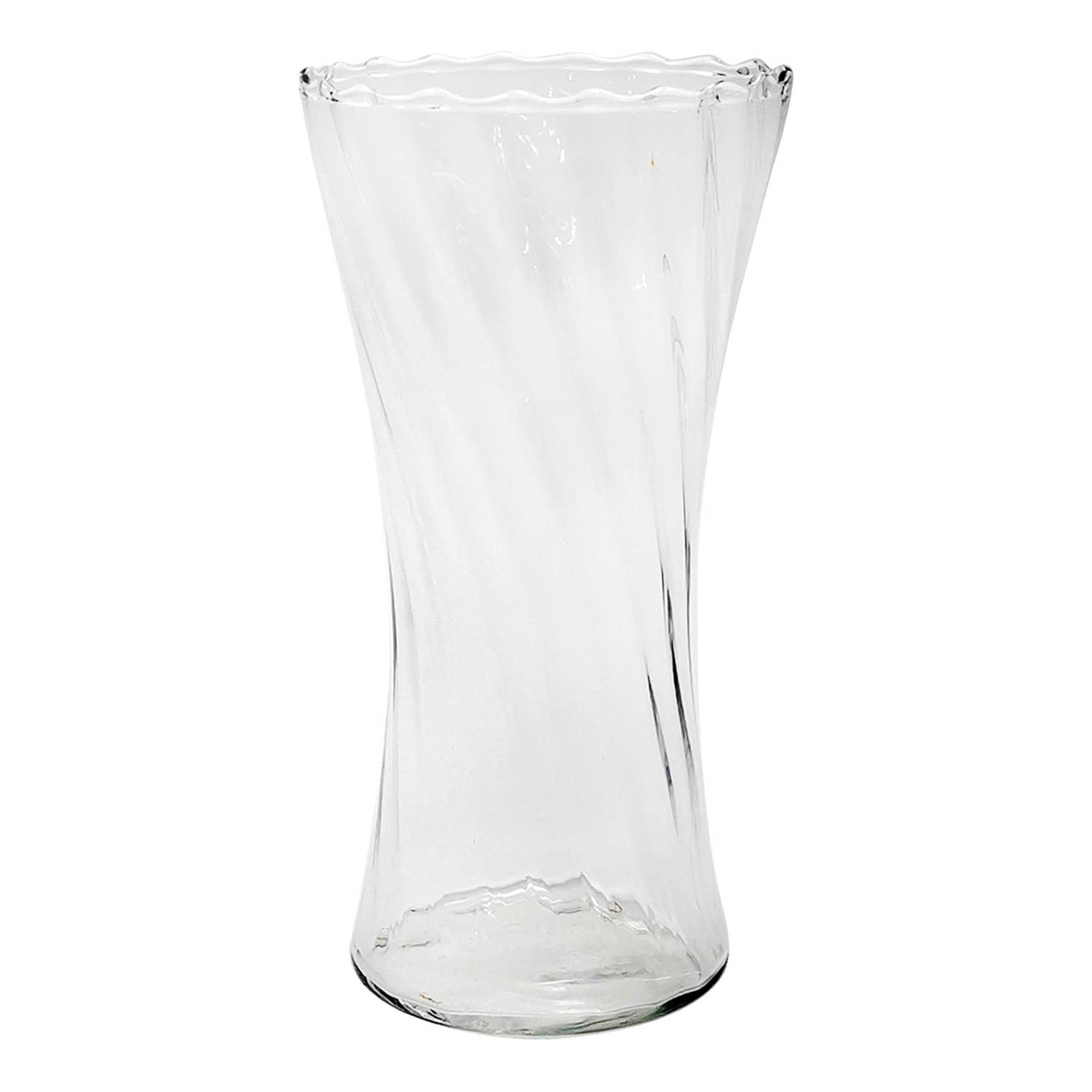 Ribbed Clear Glass Vase, 8"