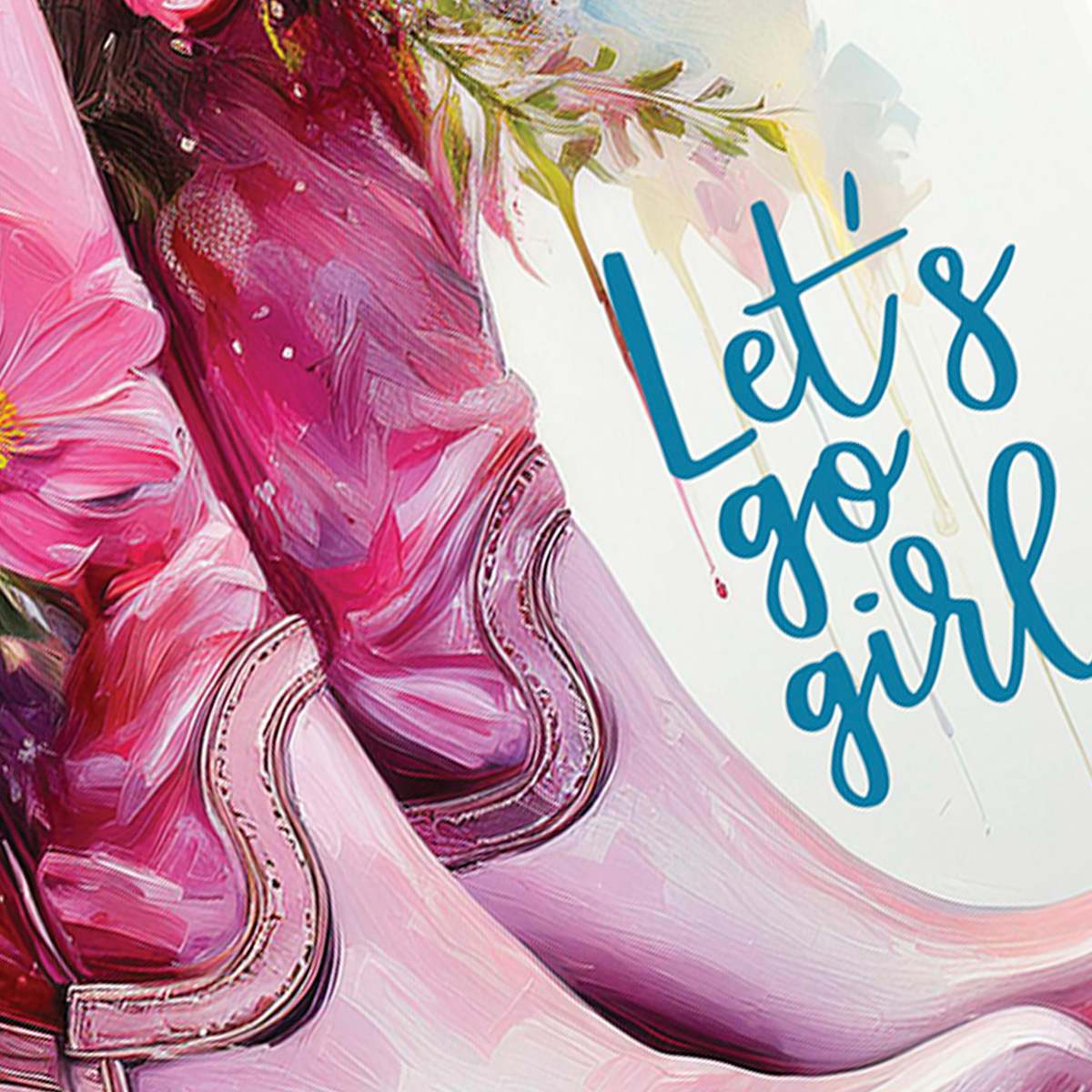 Let's Go Girls Boots Canvas Wall Art, 16x12