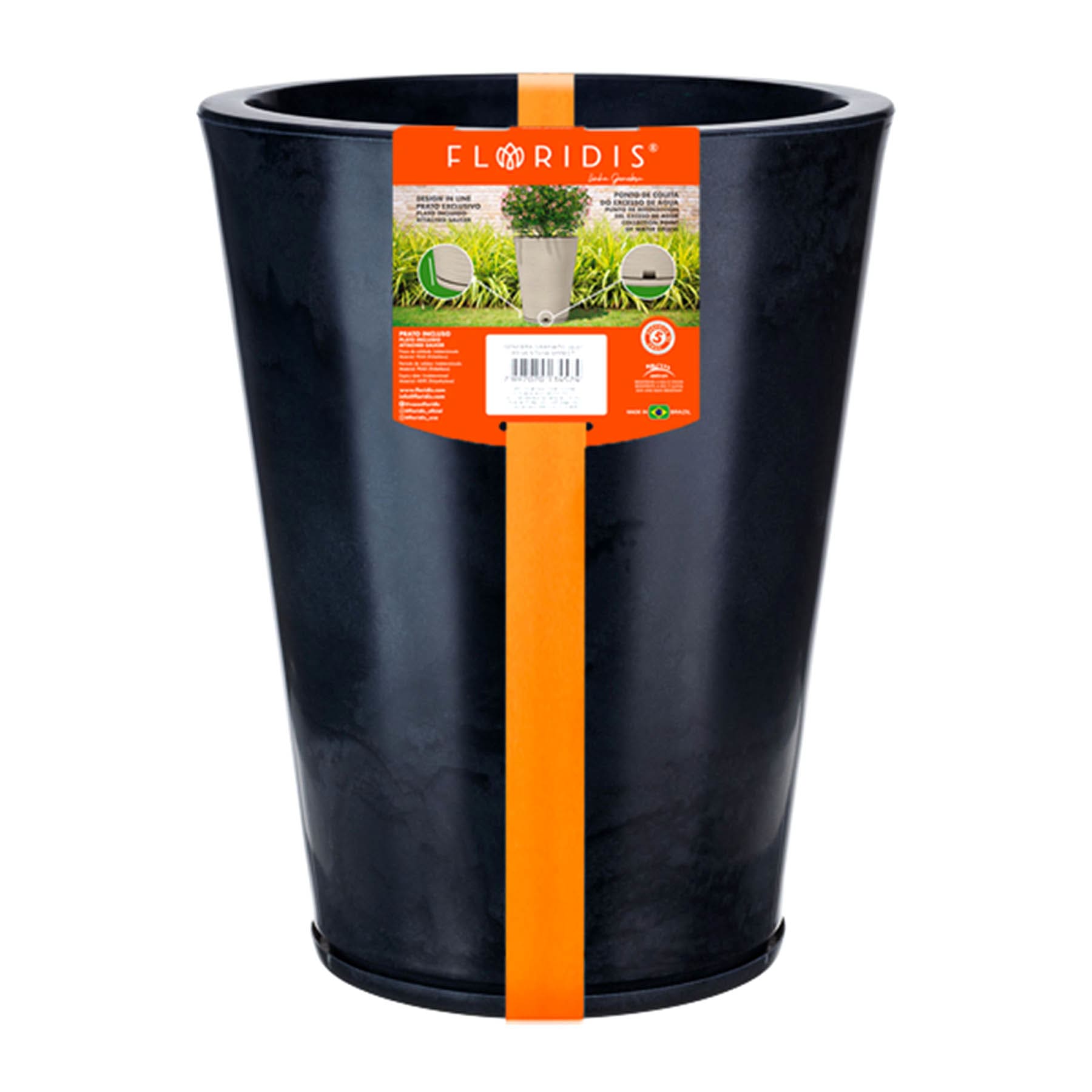 Genebra Black Marble Effect Outdoor Planter, Medium