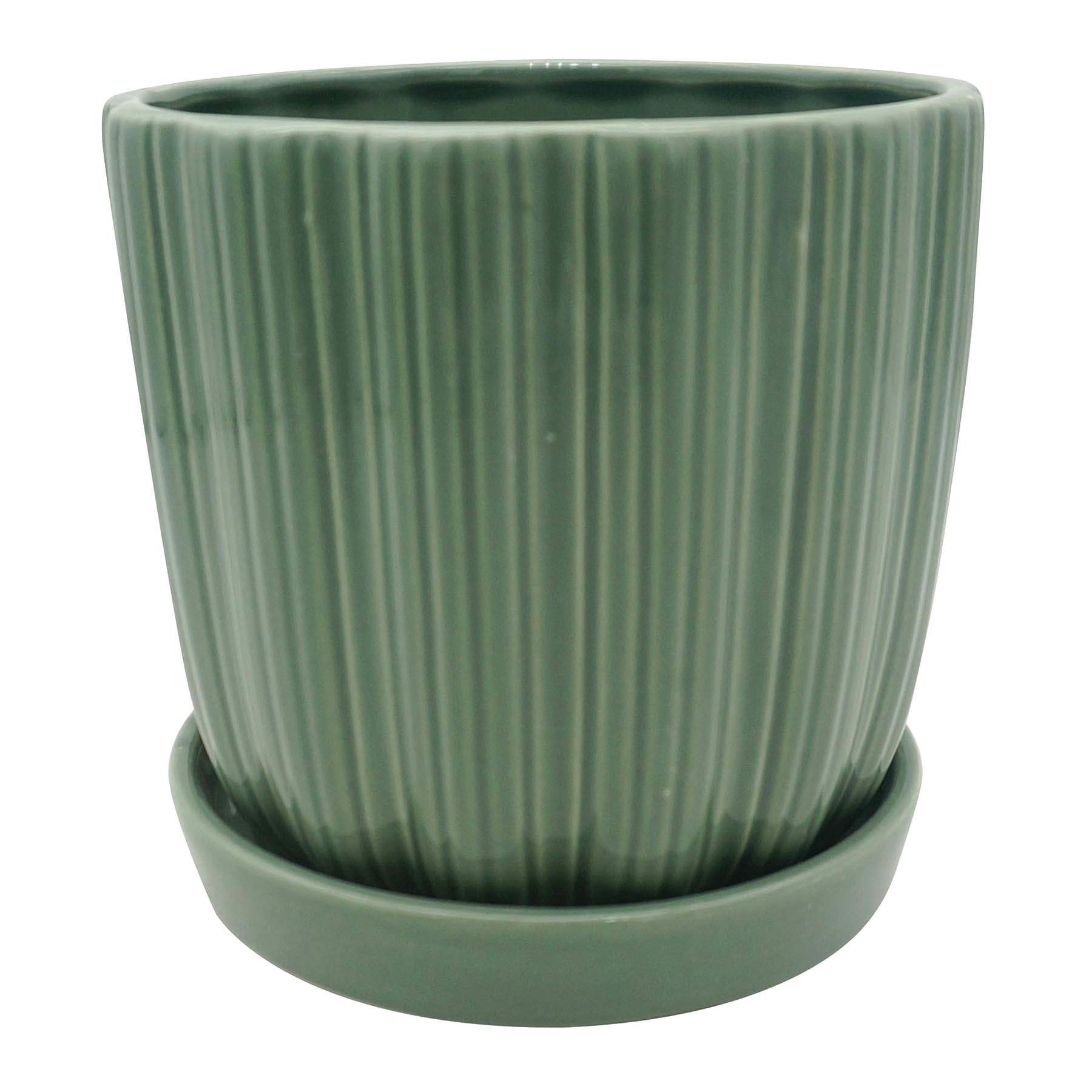 Honeybloom Indoor Green Ceramic Planter , 5"