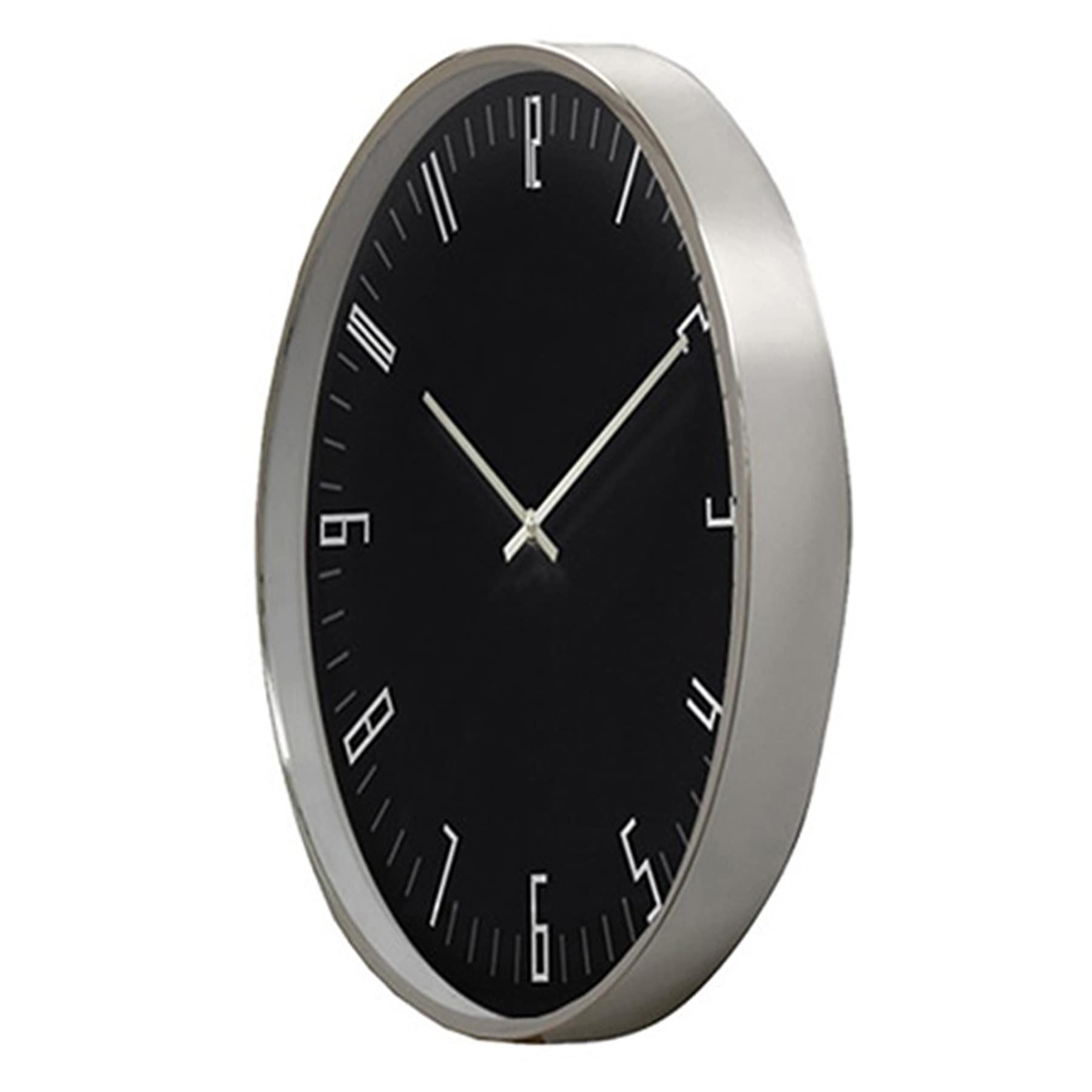 Black & Chrome Accent Round Wall Clock, 14"