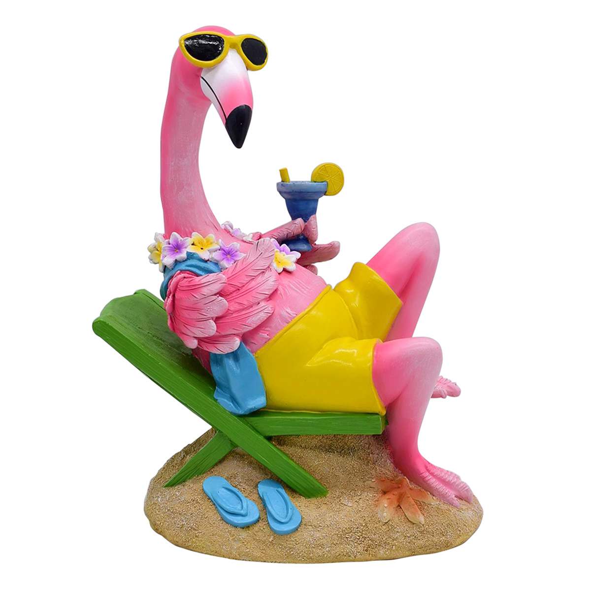 Beach Flamingo Outdoor Garden Statue, 12"