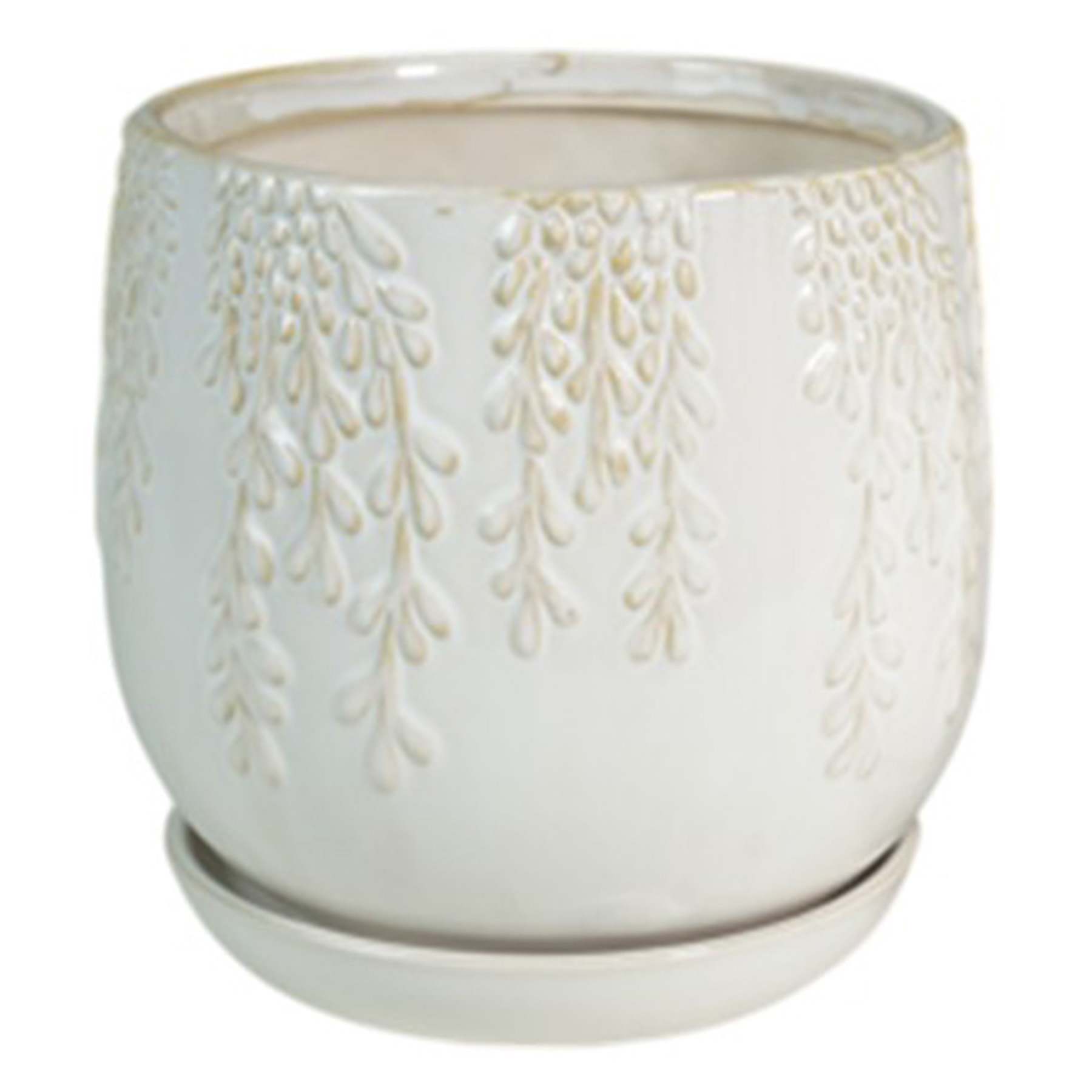 Indoor Cream Vine Embossed Planter, Small