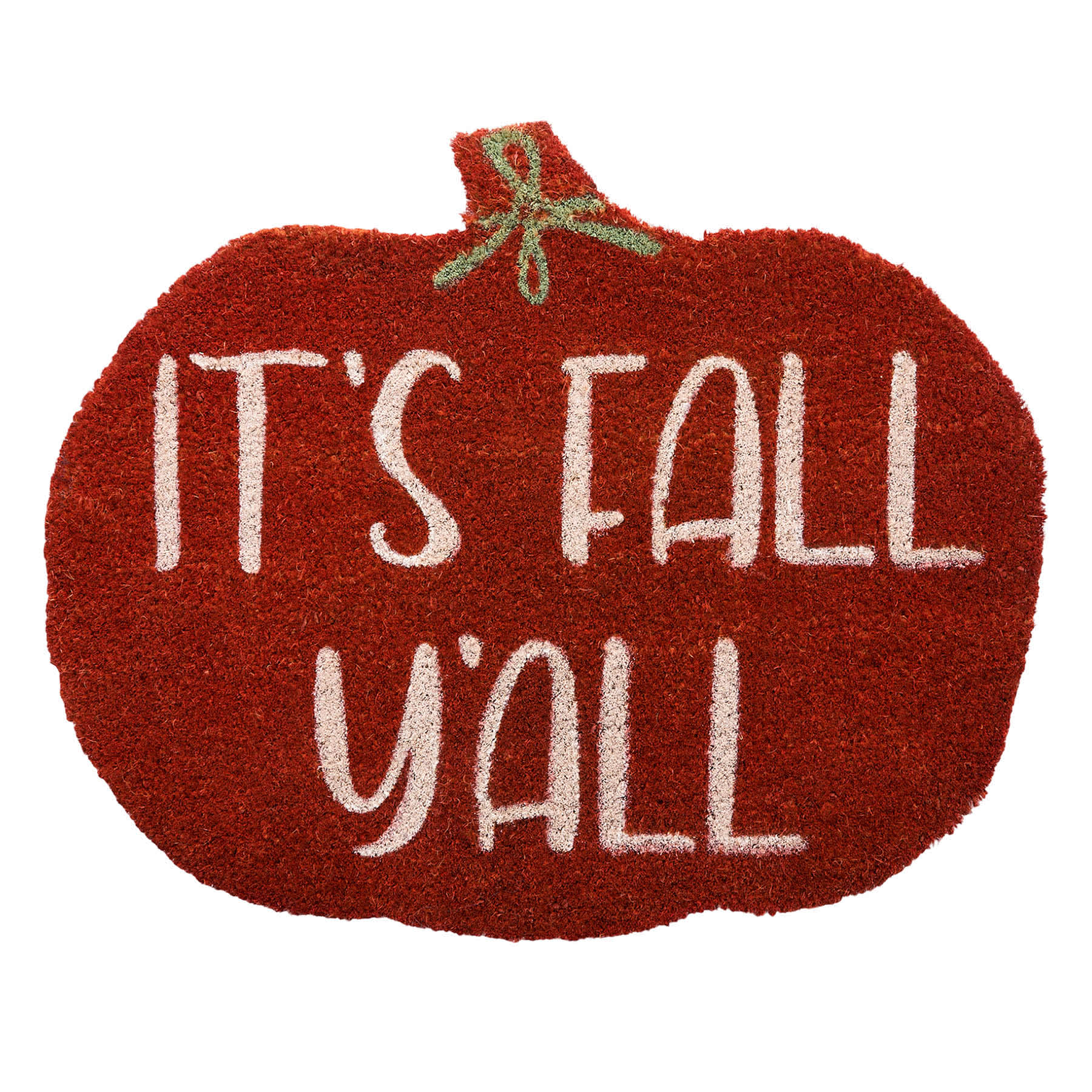 Homespun Harvest It's Fall Y'all Pumpkin Shaped Coir Mat, 18x30