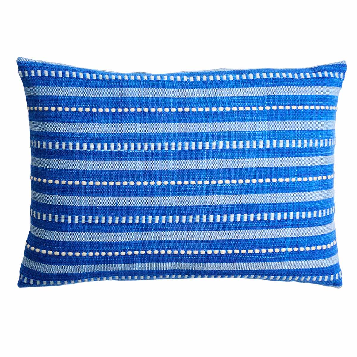 Honeybloom Dark Blue Stripe Woven Lumbar Outdoor Throw Pillow, 14x20