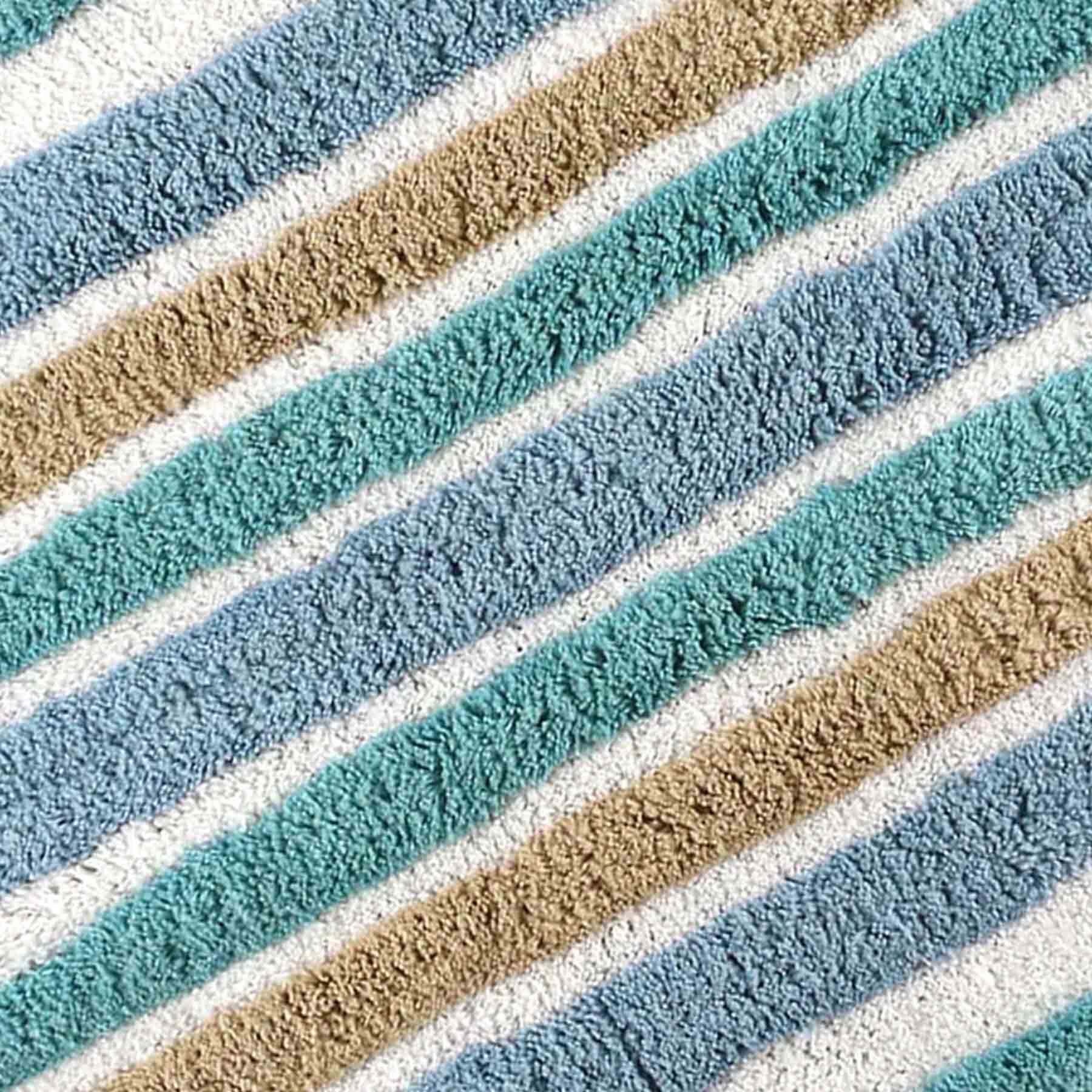 Blue Striped Tufted Cotton Bath Rug, 20x30