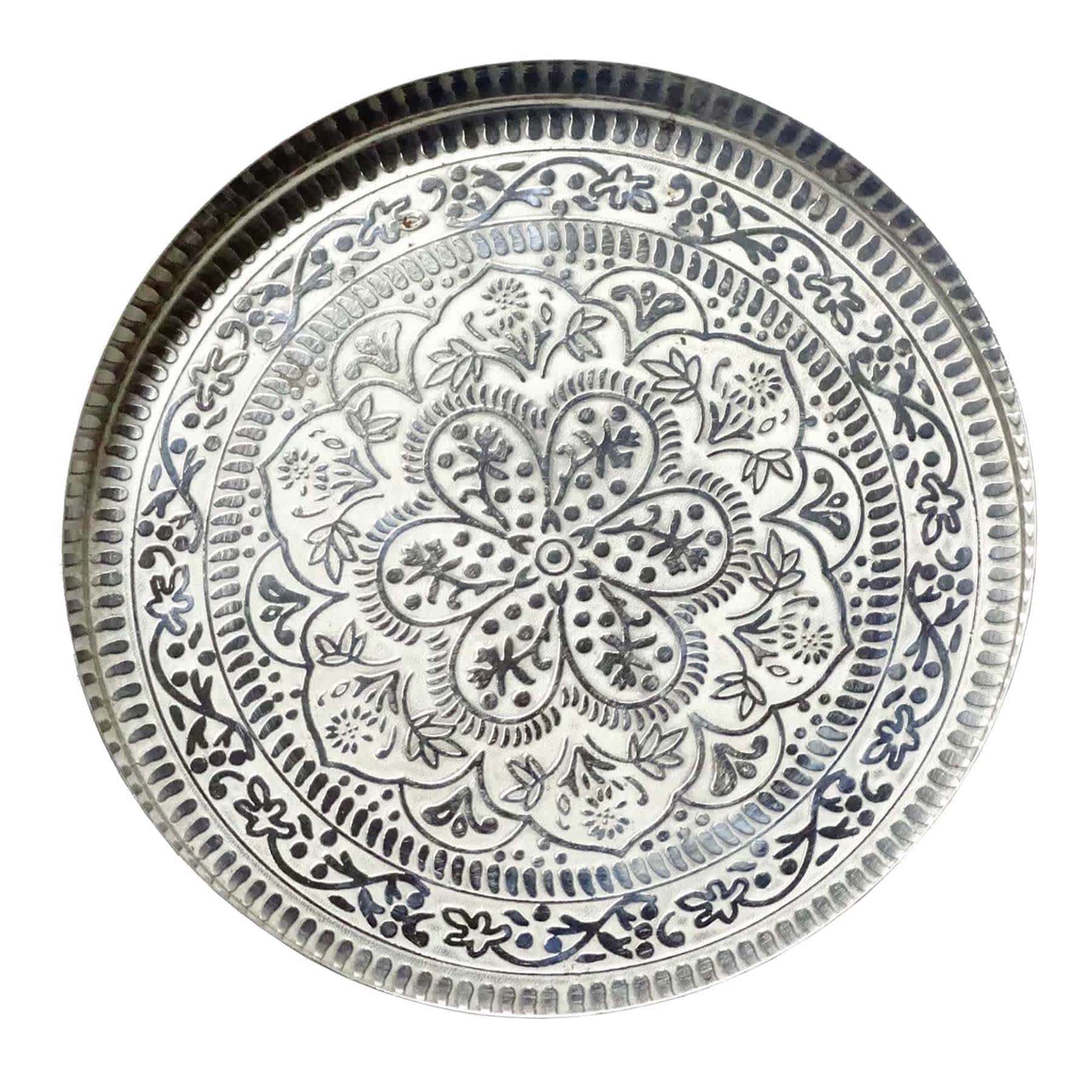 Found & Fable Round Iron Embossed Tray, 8"