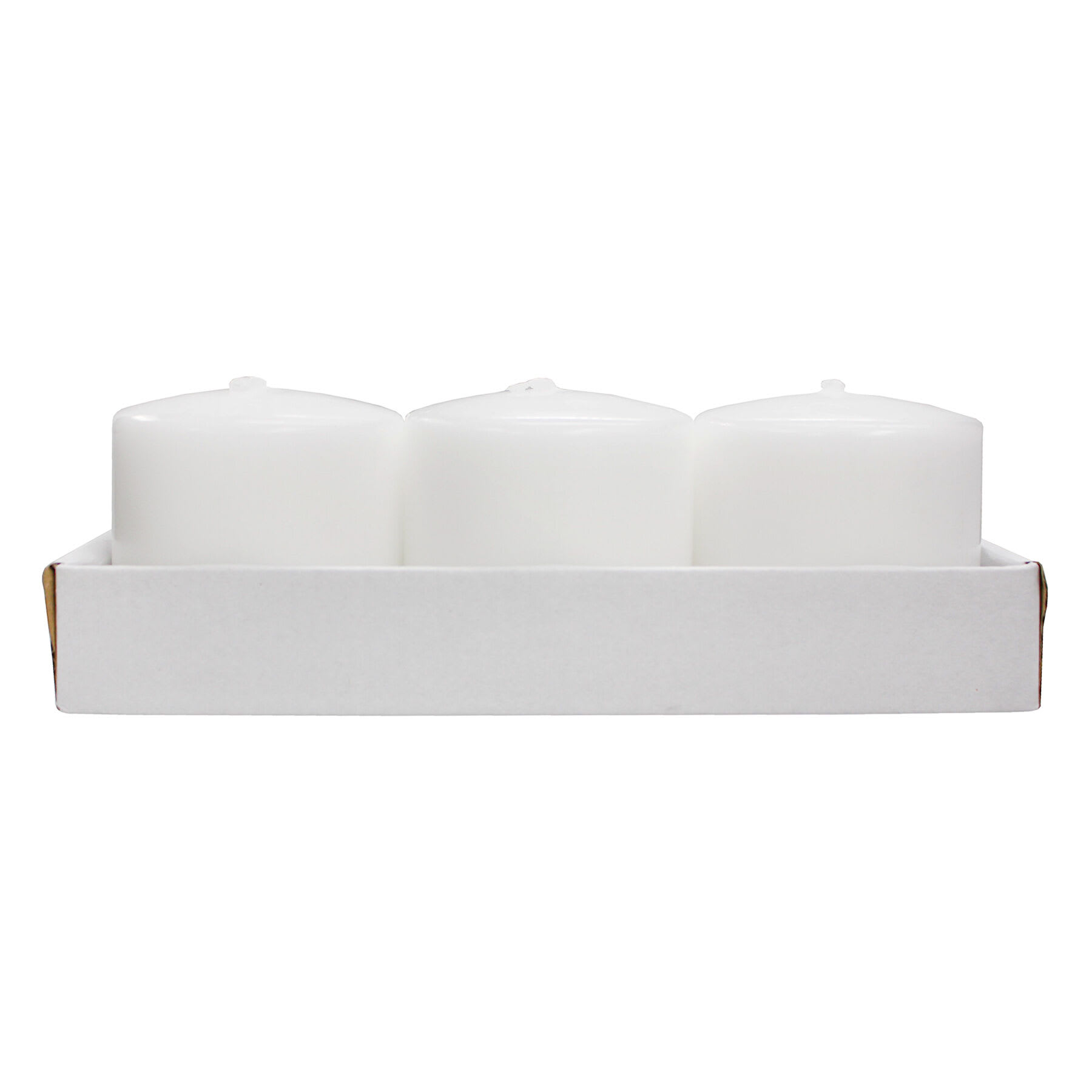 3-Pack White Unscented Overdip Pillar Candles, 3"