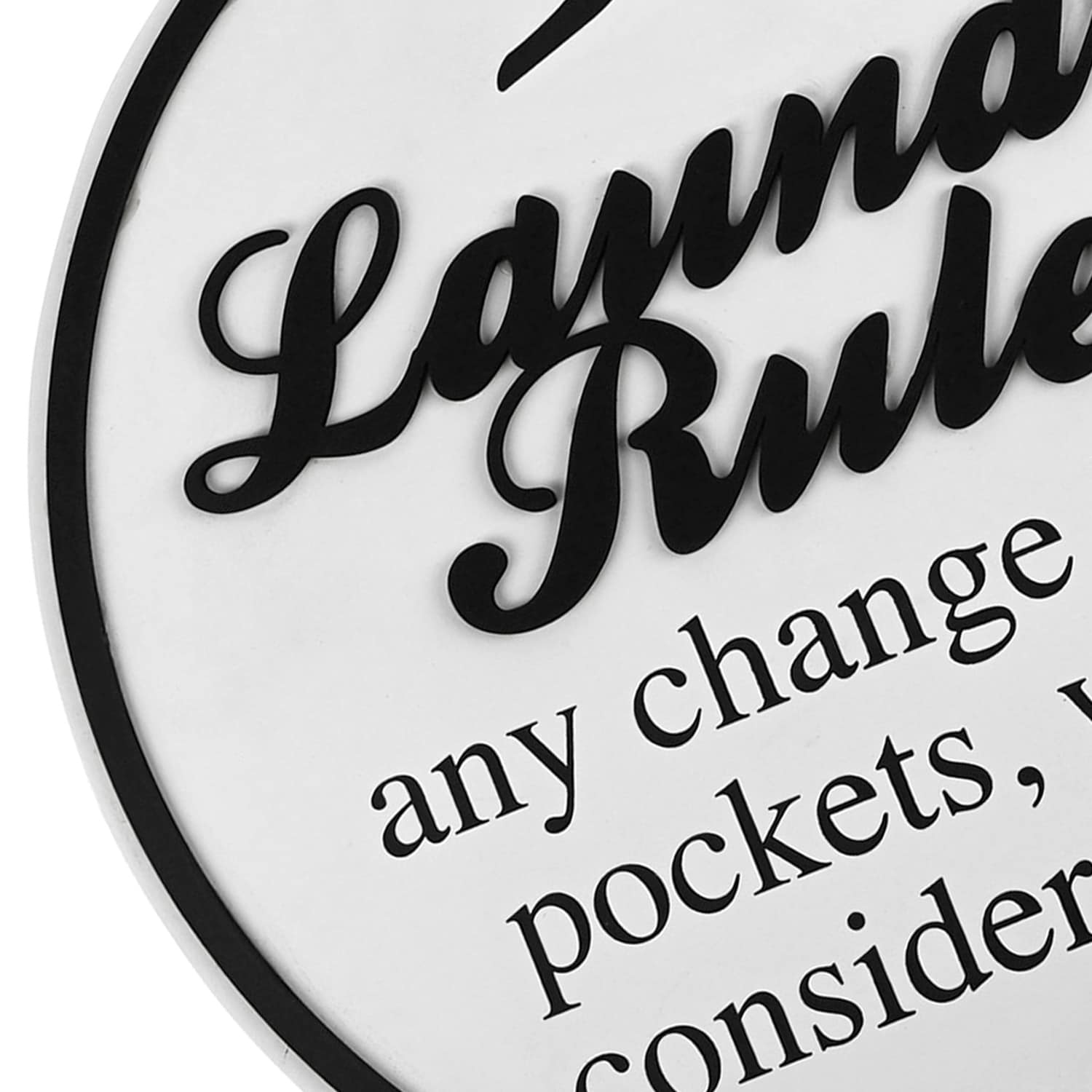 Laundry Rules Round Wall Decor, 16"