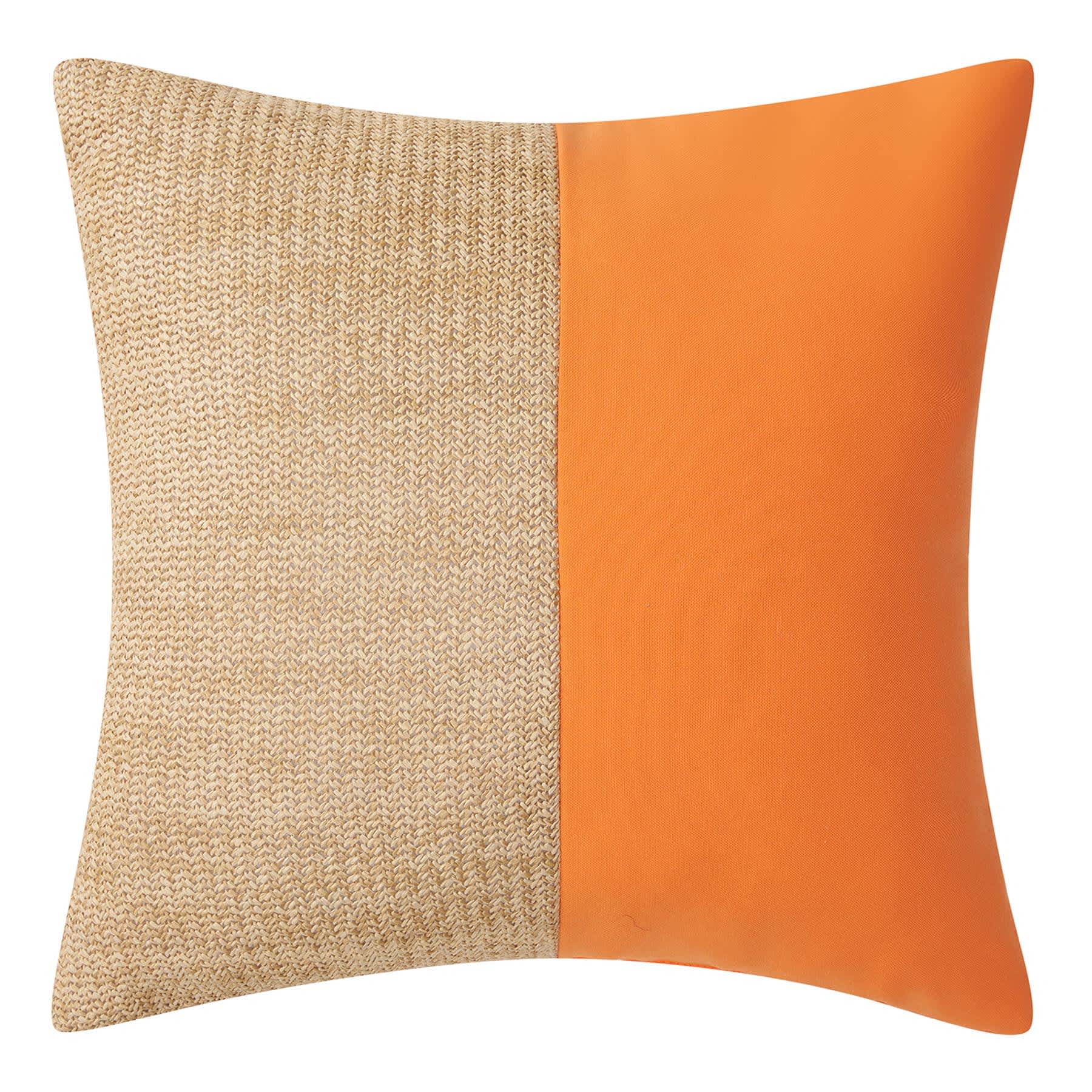 Orange Color Block Square Outdoor Throw Pillow, 18"