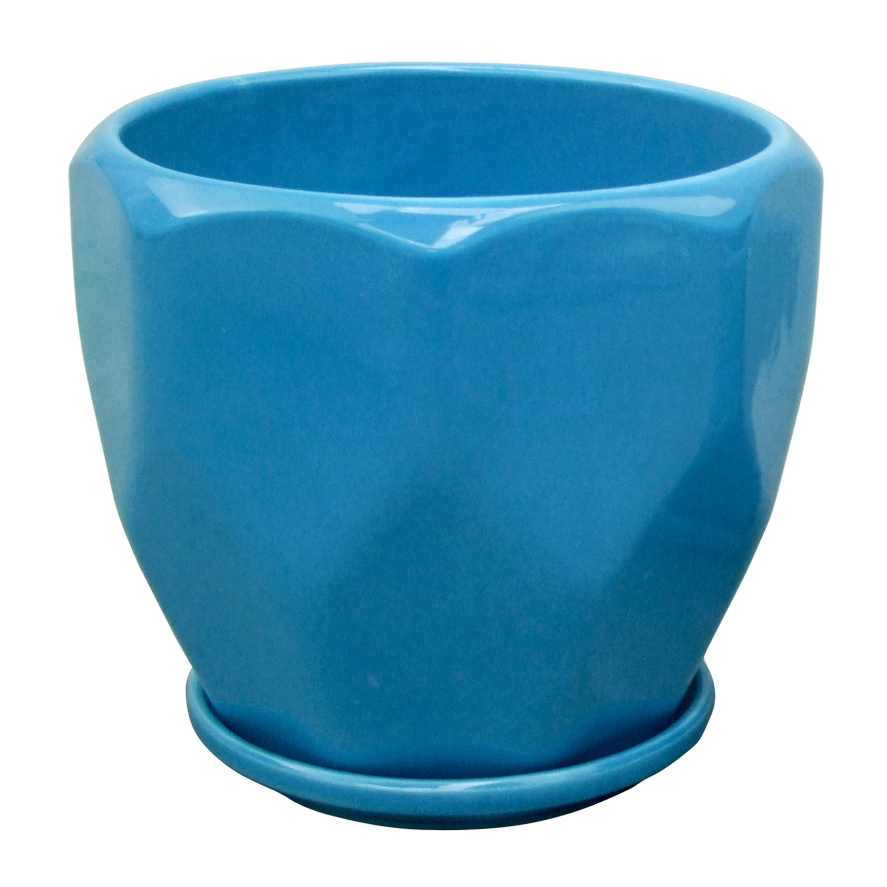 Indoor Hexa Blue Ceramic Pot, Small