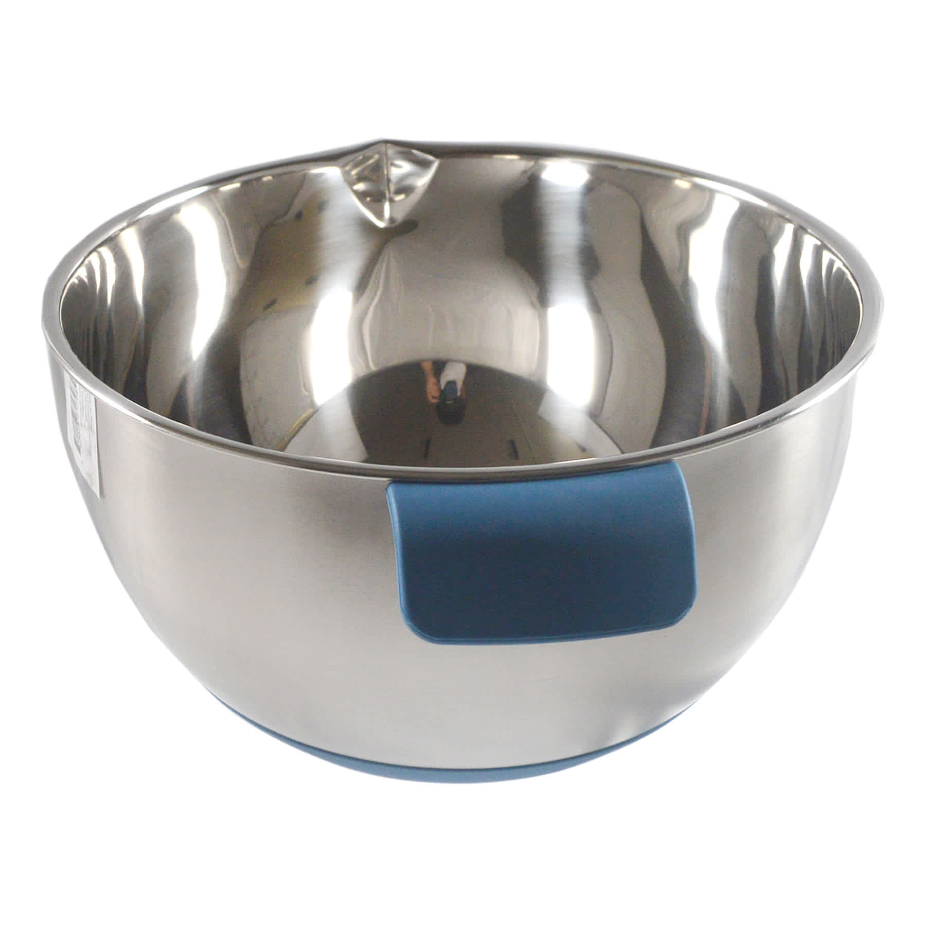 Stainless Steel Mixing Bowl with Blue Handle & Non-Skid Base, 5qt