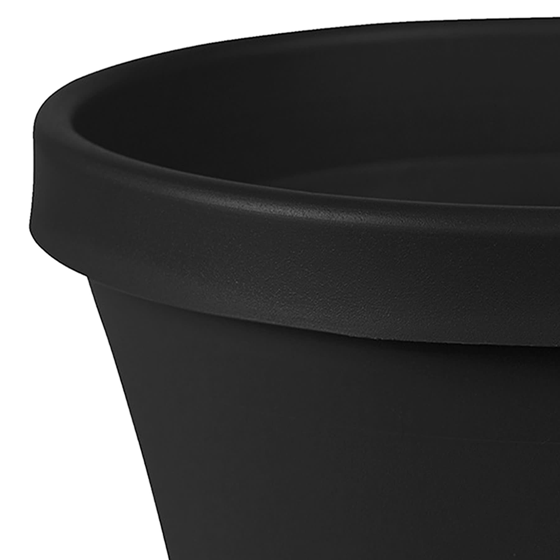 Black Terra Living Outdoor Planter with Pre-Drilled Hole, Large