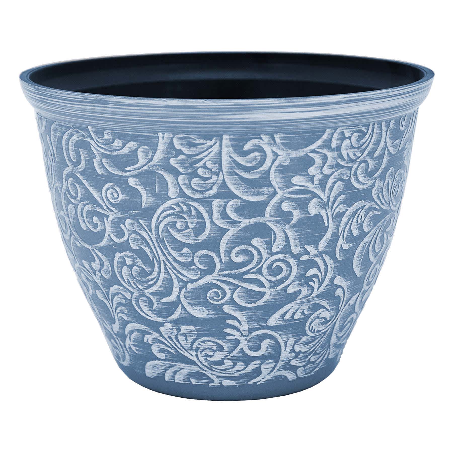 Providence Blue & White Scroll Planter, 7"