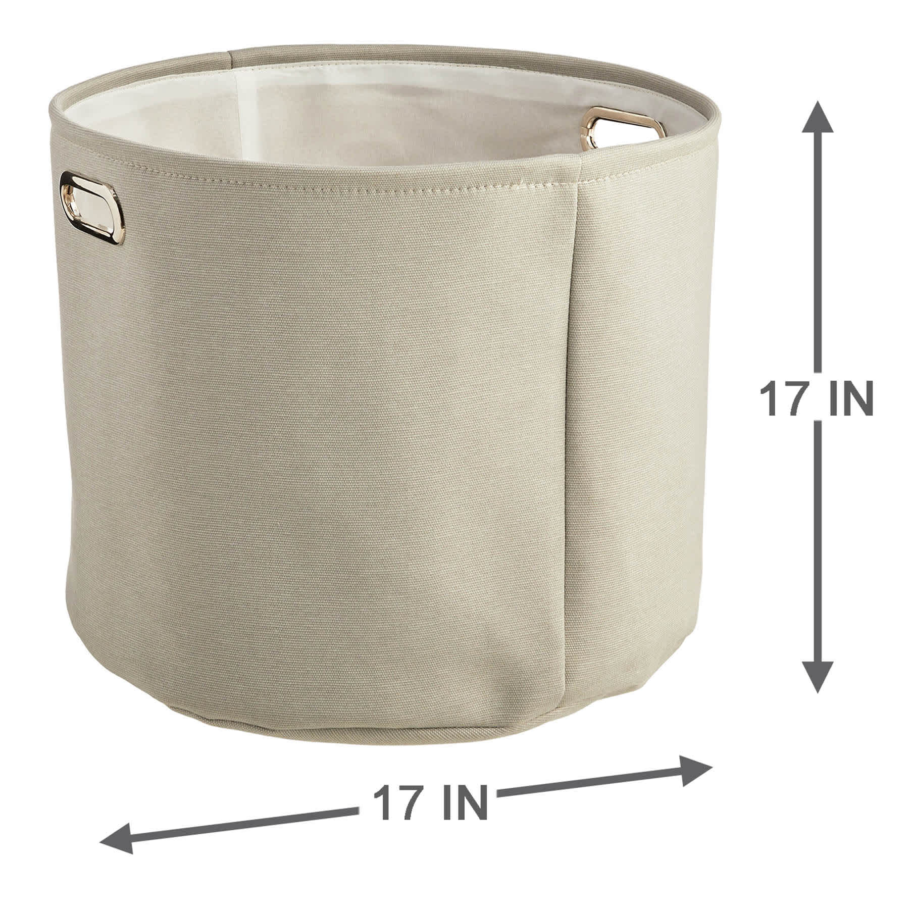Light Grey Round Fabric Storage Basket, Small