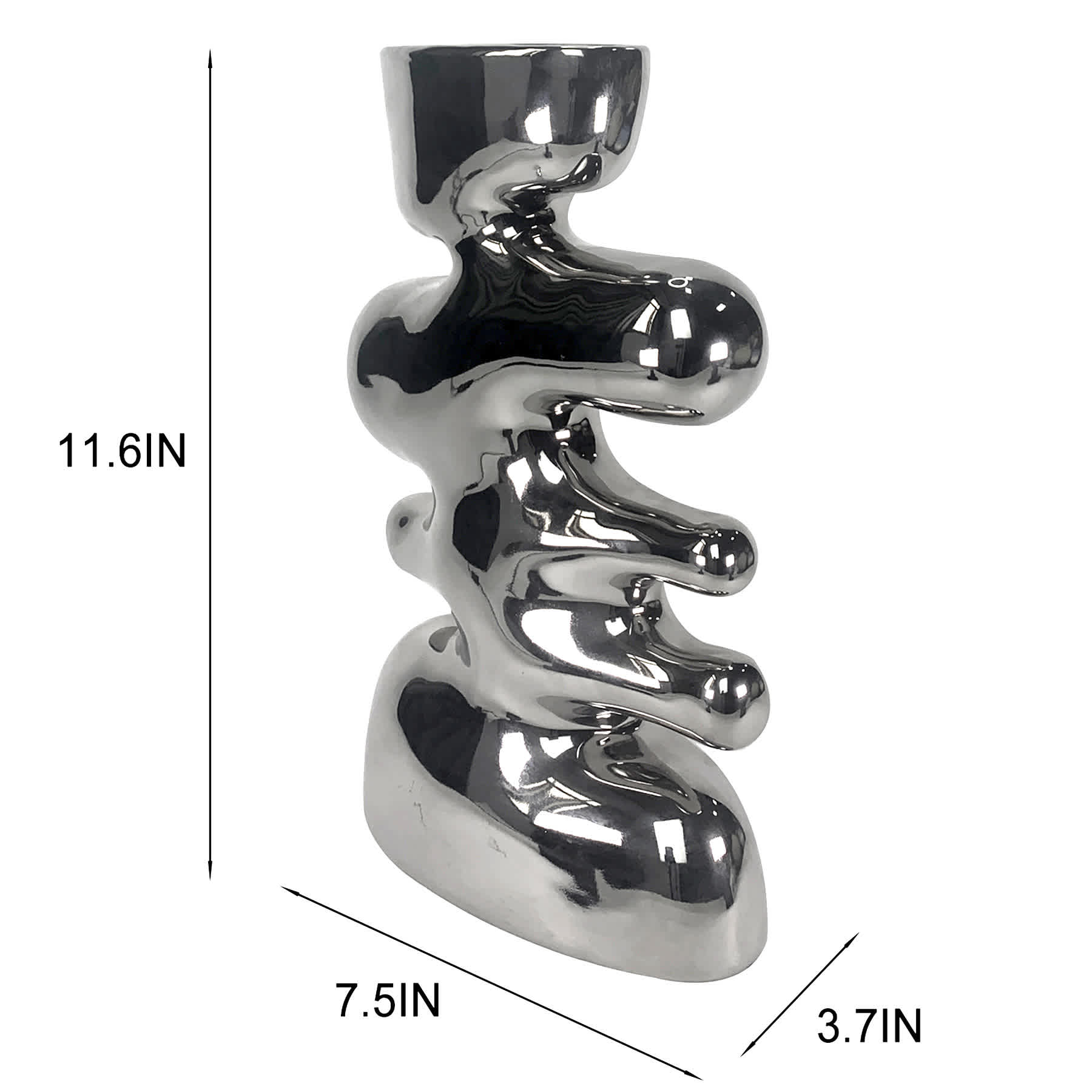 Crosby St. Silver Ceramic Vase, 11.6"