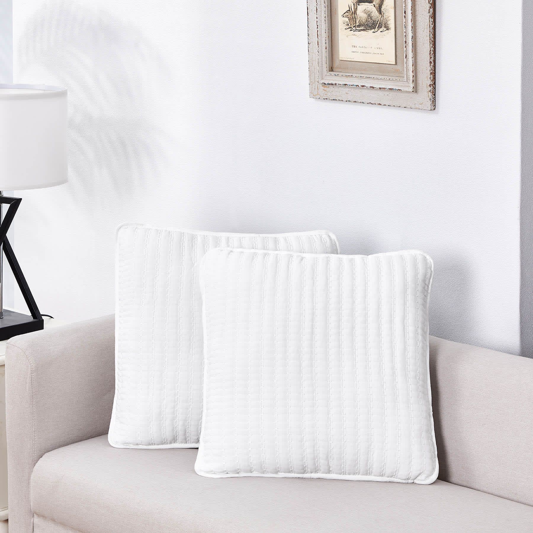Honeybloom 2-Pack White Washed Microfiber Throw Pillows, 18"